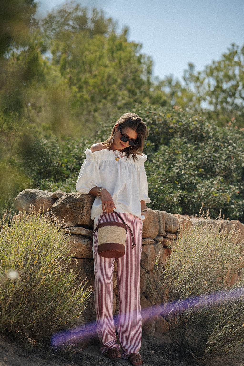 Lila striped pants red/offwhite