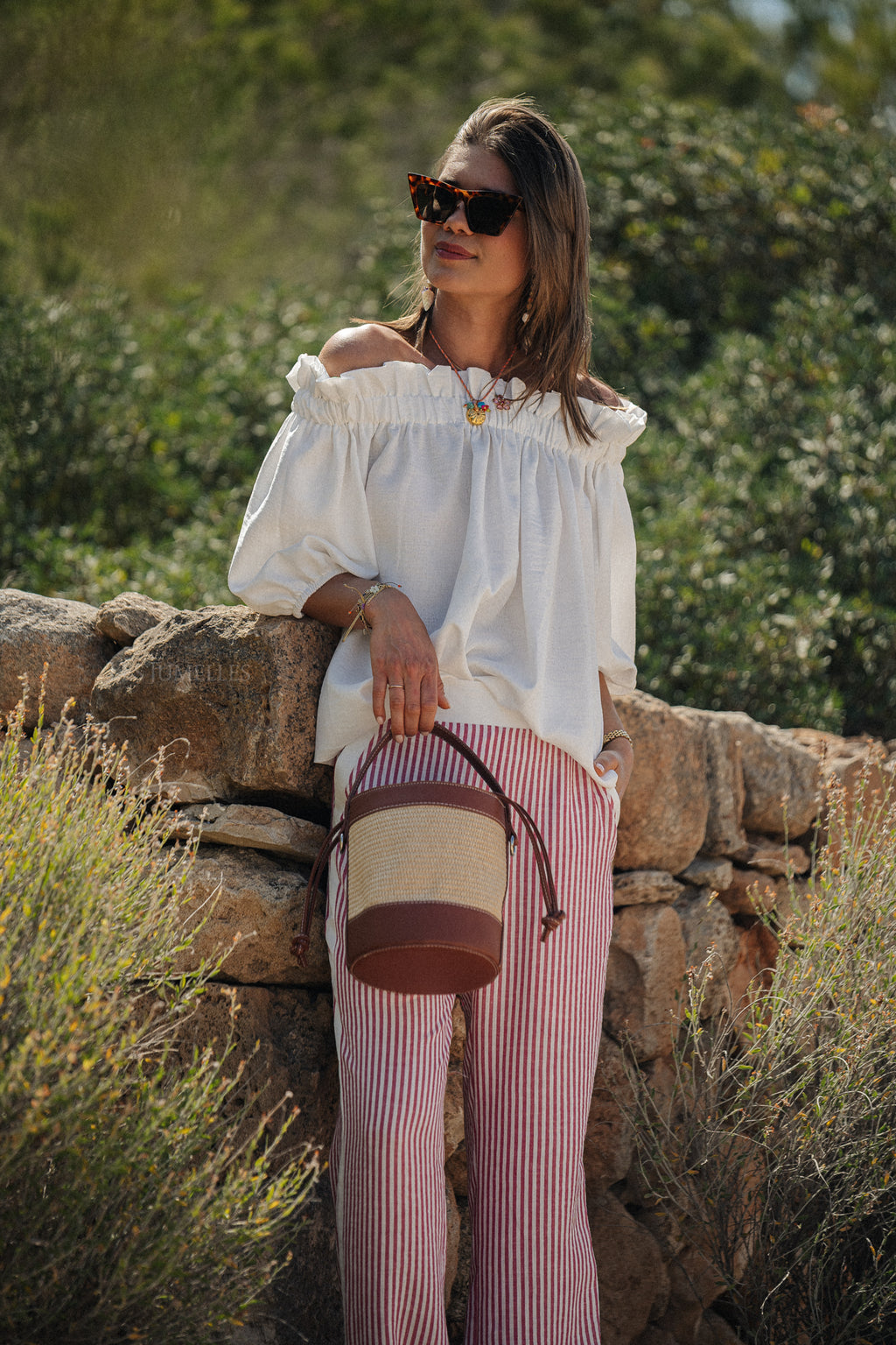 Lila striped pants red/offwhite