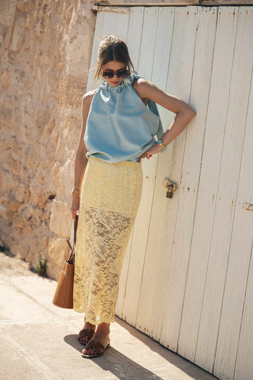 Ella haltertop blauw