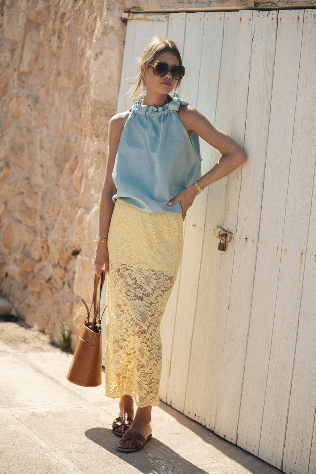 Ella haltertop blauw