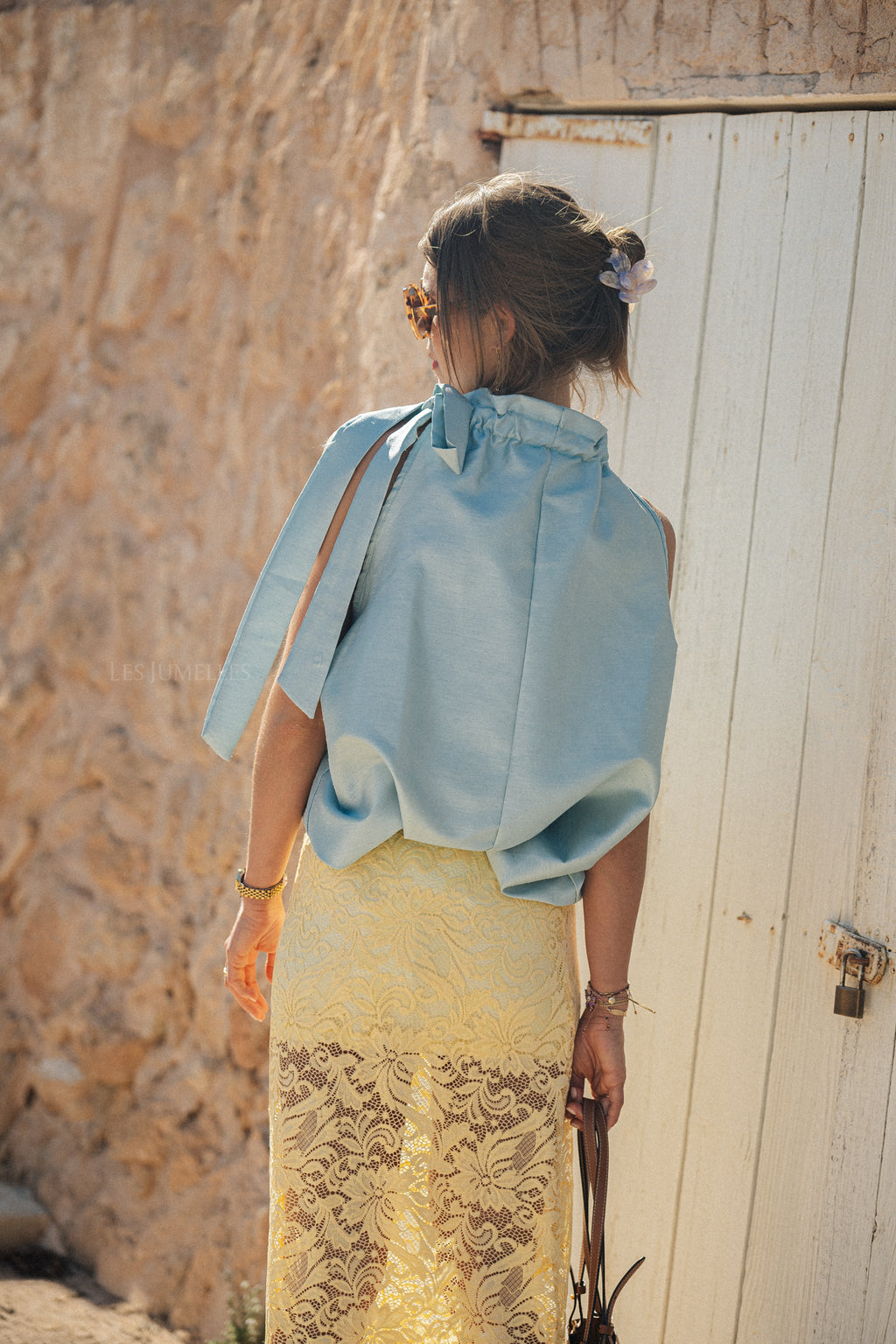 Ella haltertop blauw