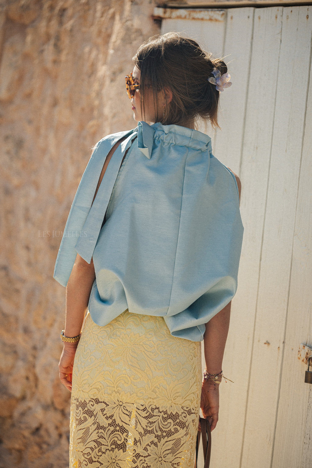 Ella haltertop blauw