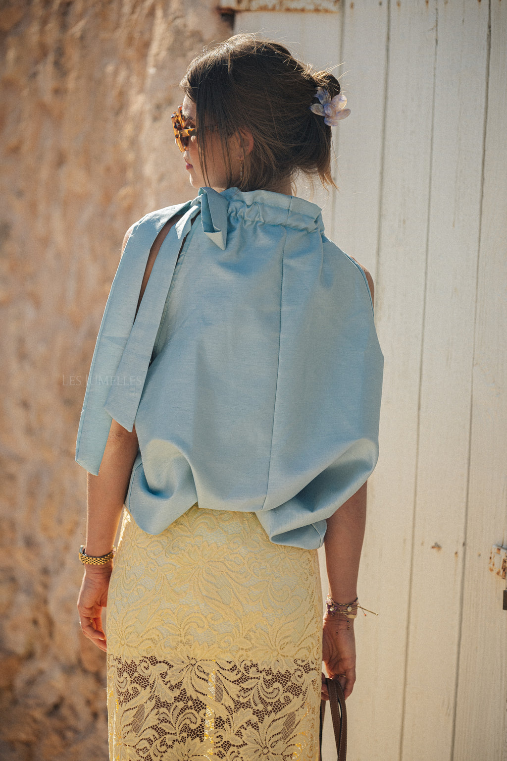 Ella haltertop blauw