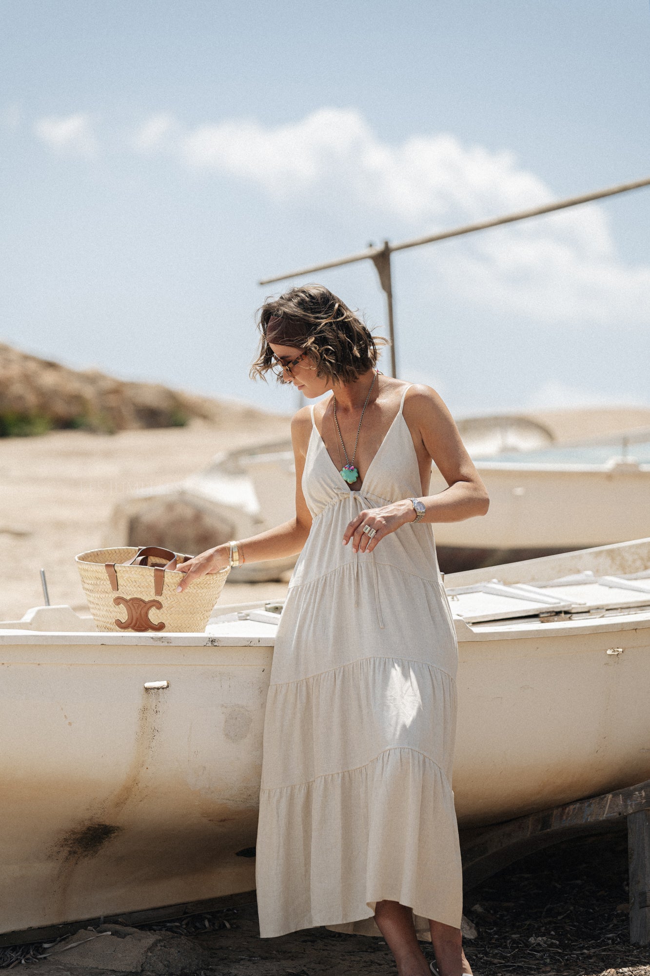 Robe longue Tillie beige clair