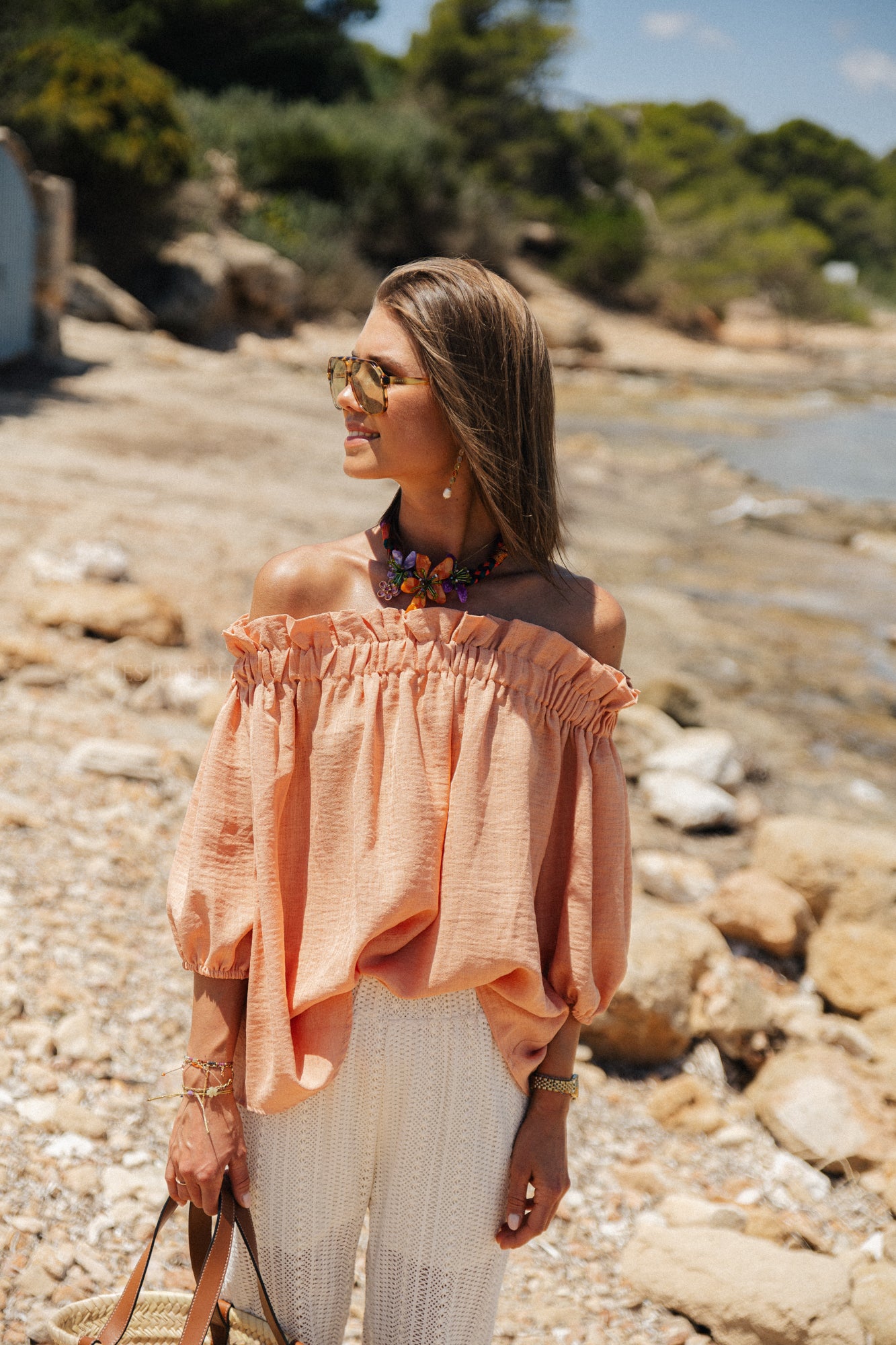 Anabel off shoulder blouse peach