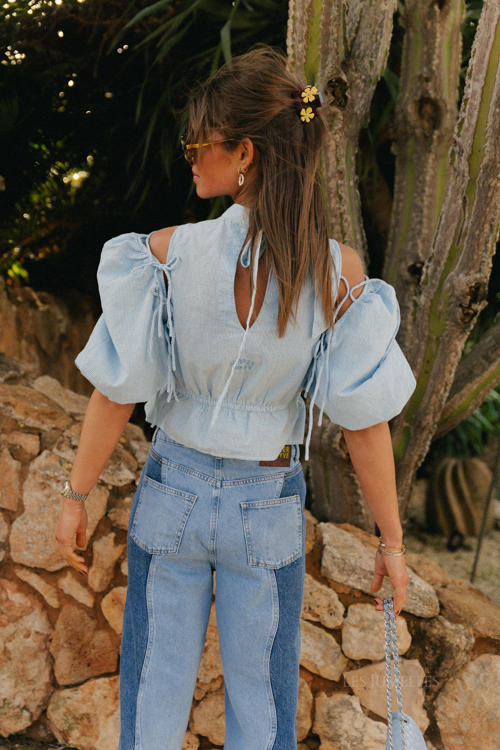 Jacey short-sleeve blue stripe