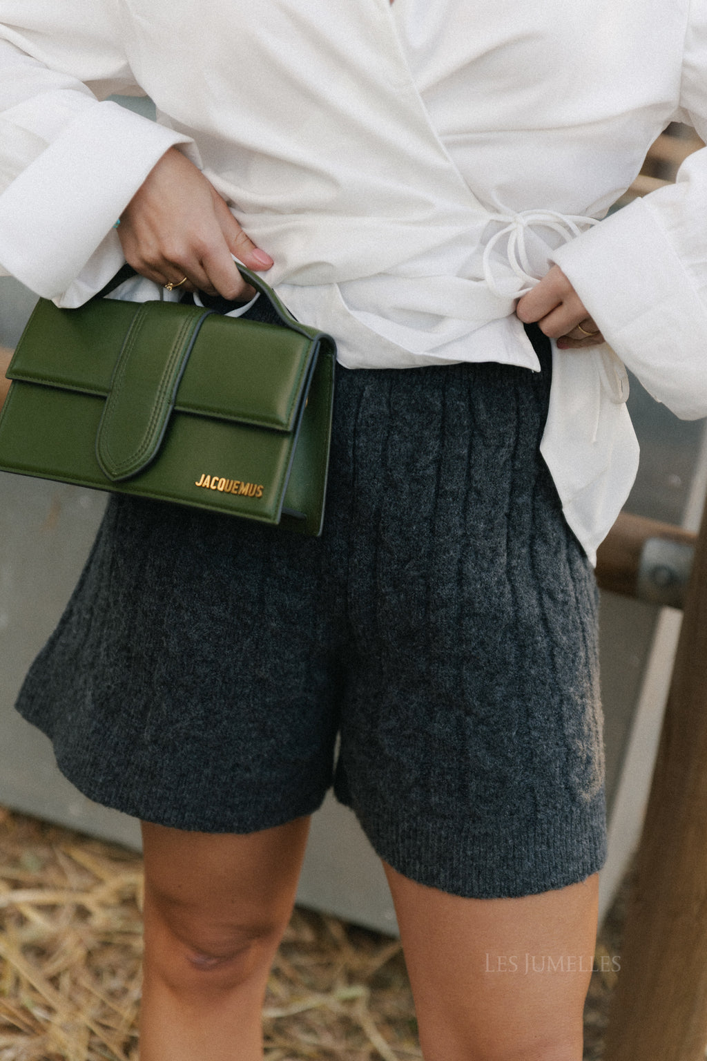 Aurélie kabelgebreide short antraciet