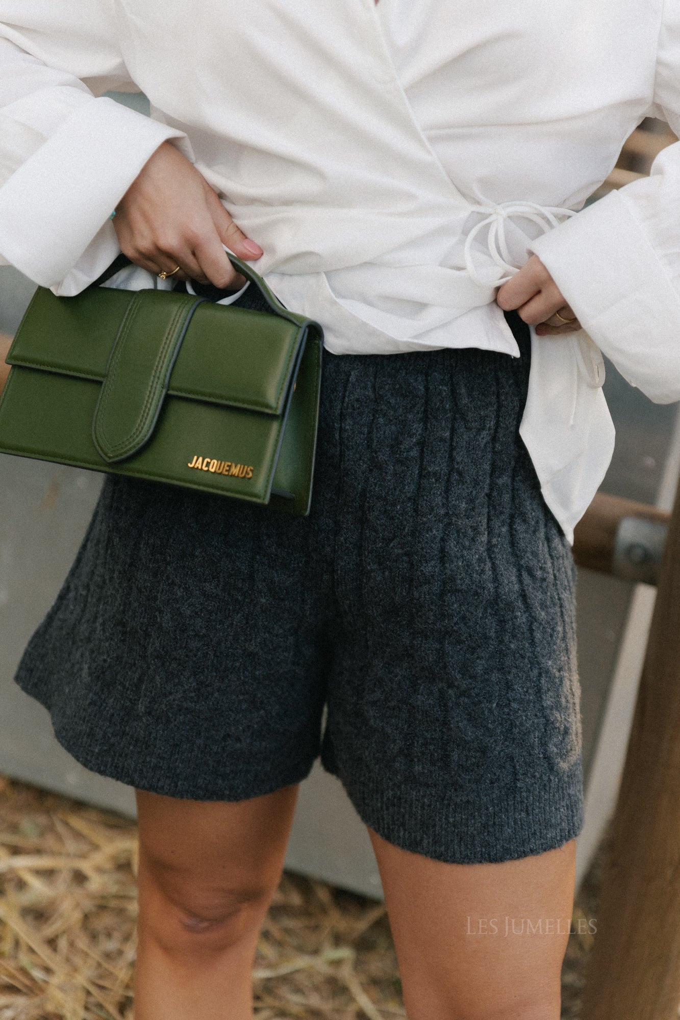 Aurélie Kabelstrick-Shorts in Anthrazit