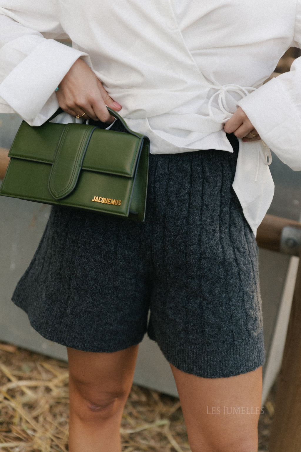 Aurélie kabelgebreide short antraciet