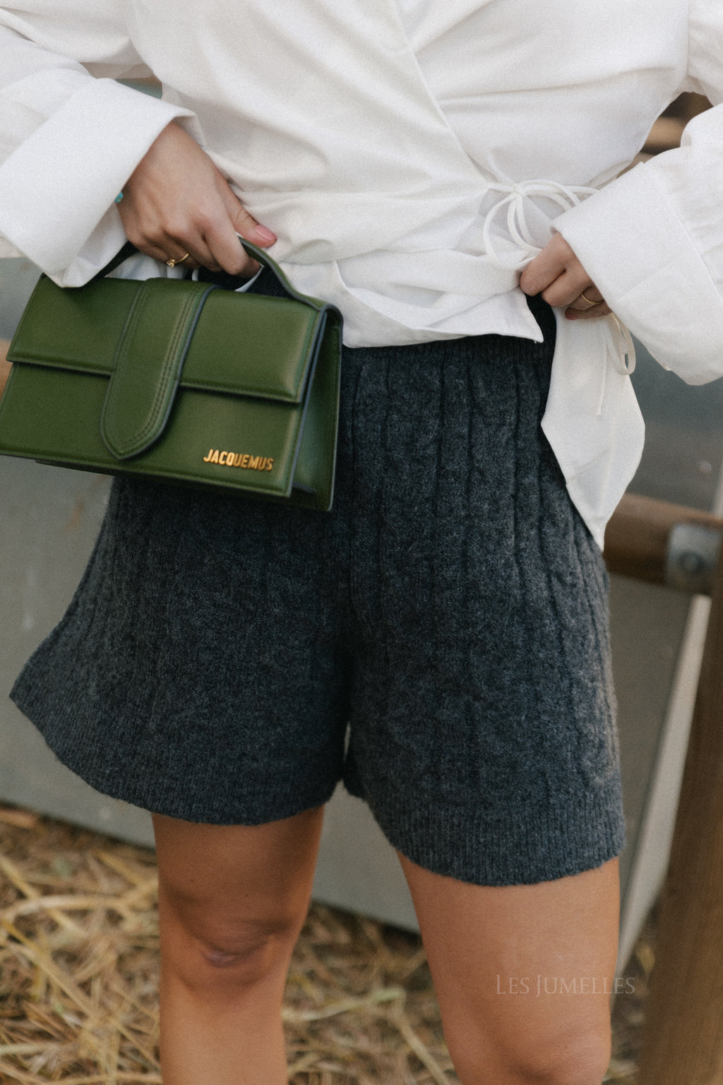 Aurélie kabelgebreide short antraciet