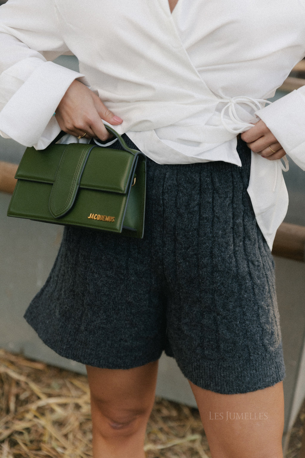 Aurélie kabelgebreide short antraciet