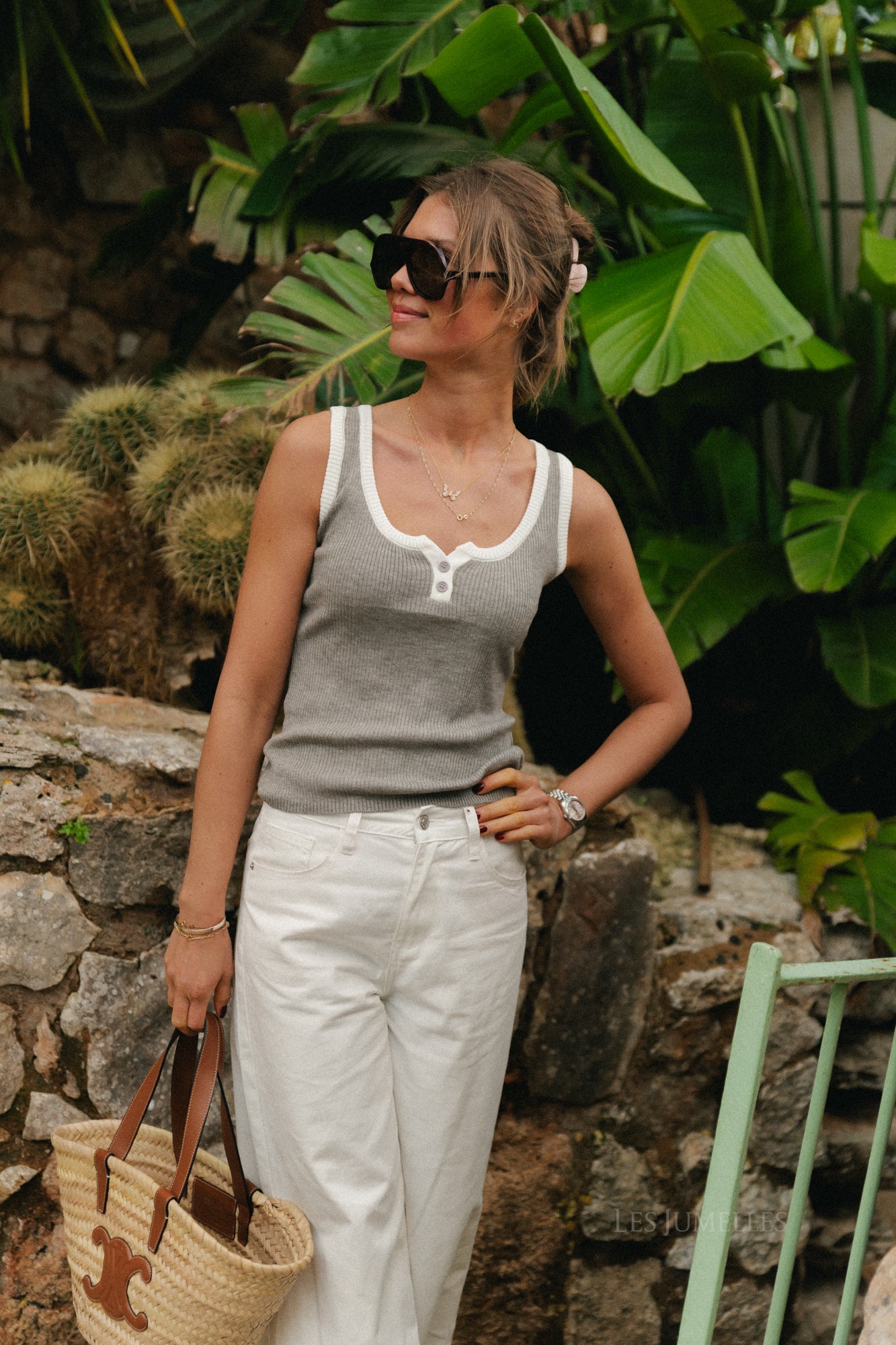 Emma geripptes Top Taupe