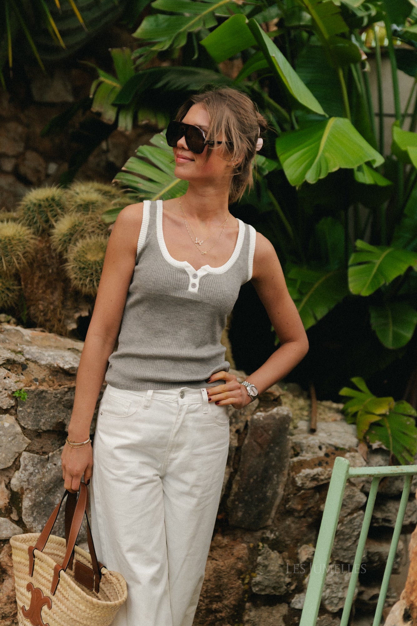 Emma geripptes Top Taupe