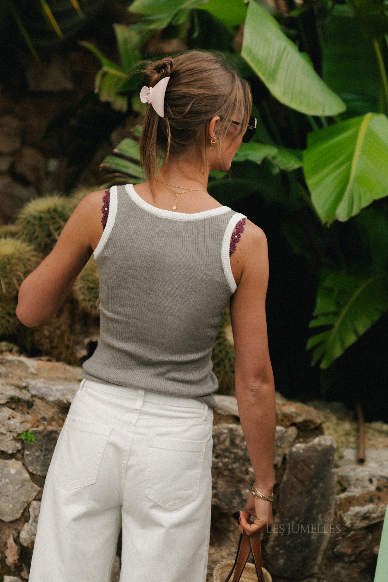 Emma geripptes Top Taupe