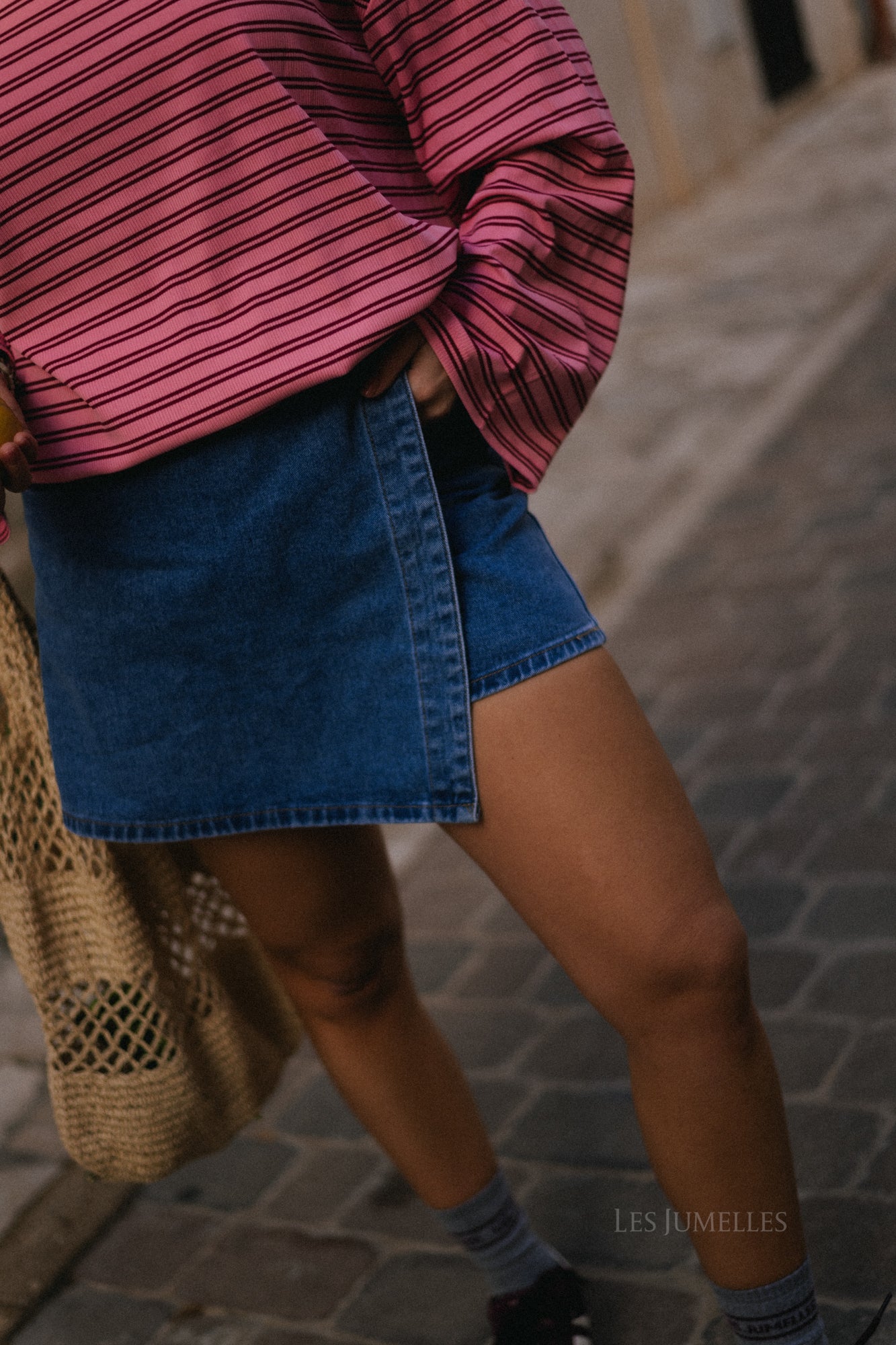 Jupe-short Daphne bleu moyen