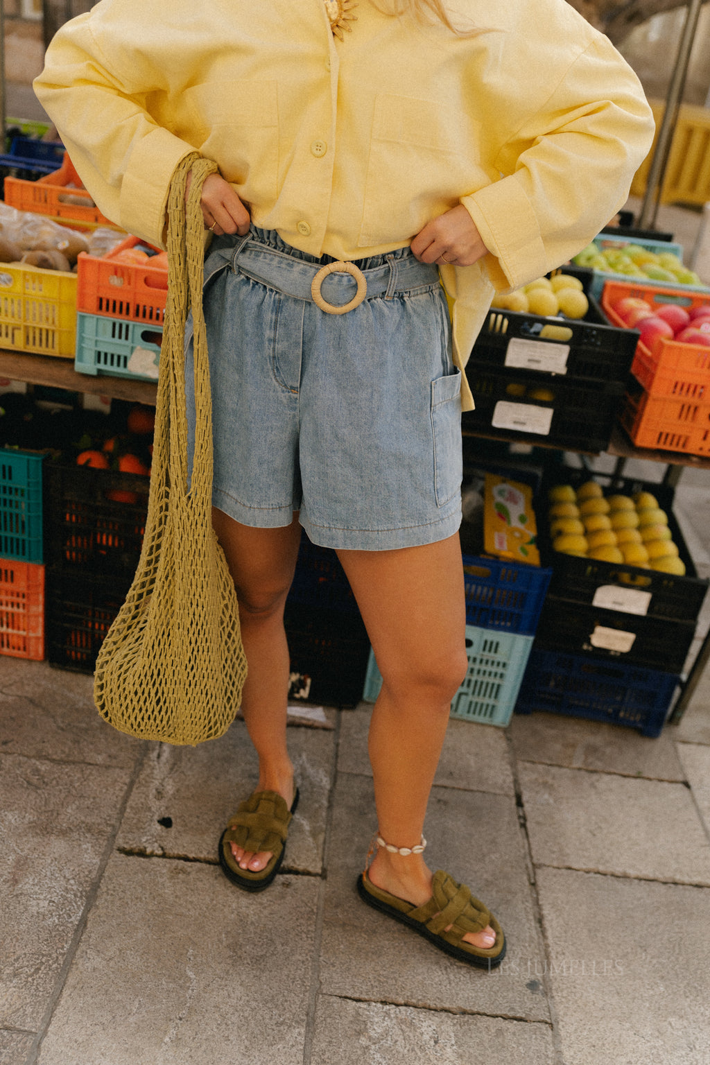 Hannah High-Waist-Shorts Hellblau Denim