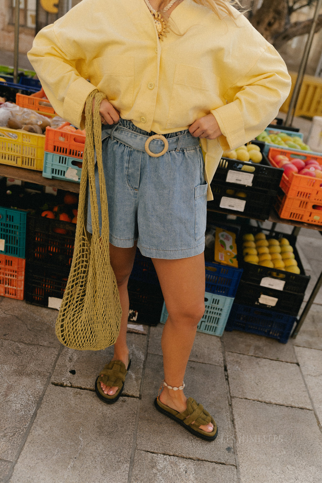 Hannah High-Waist-Shorts Hellblau Denim