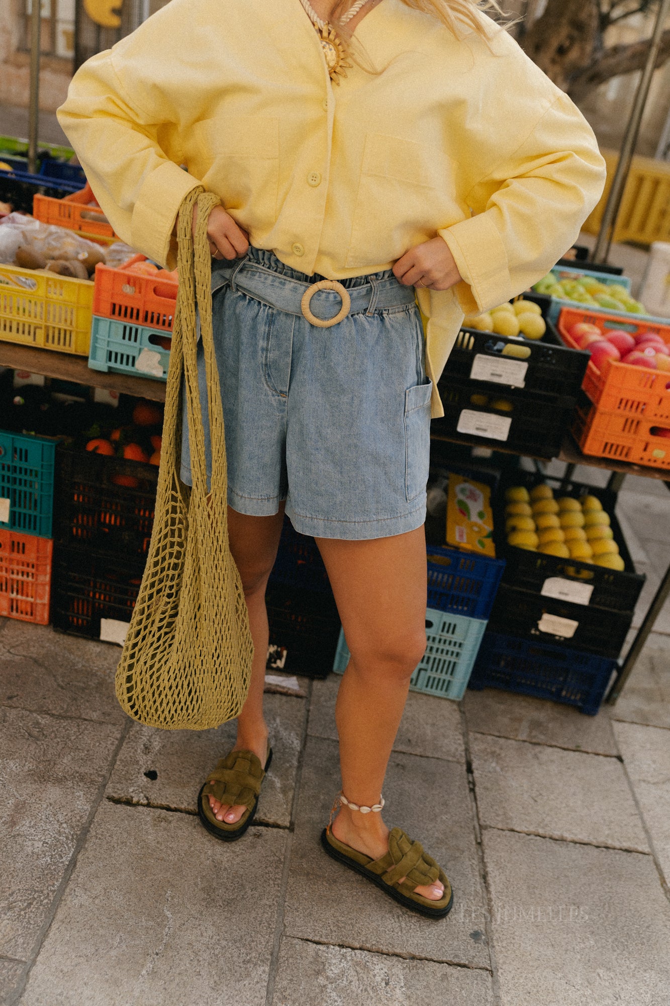 Hannah High-Waist-Shorts Hellblau Denim