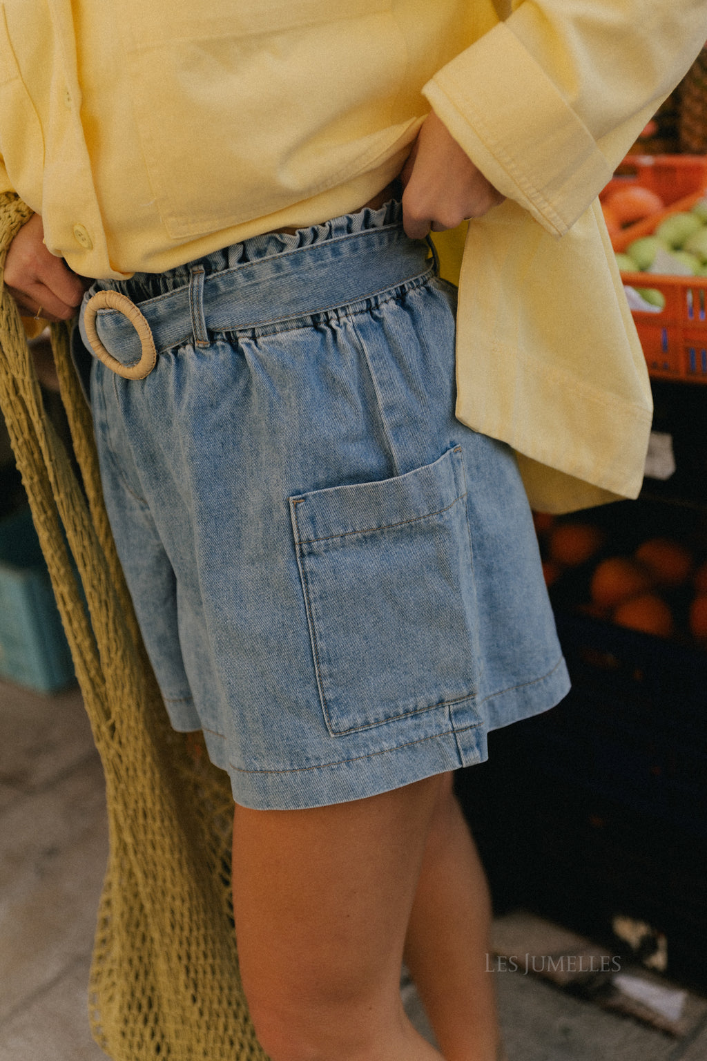 Hannah High-Waist-Shorts Hellblau Denim