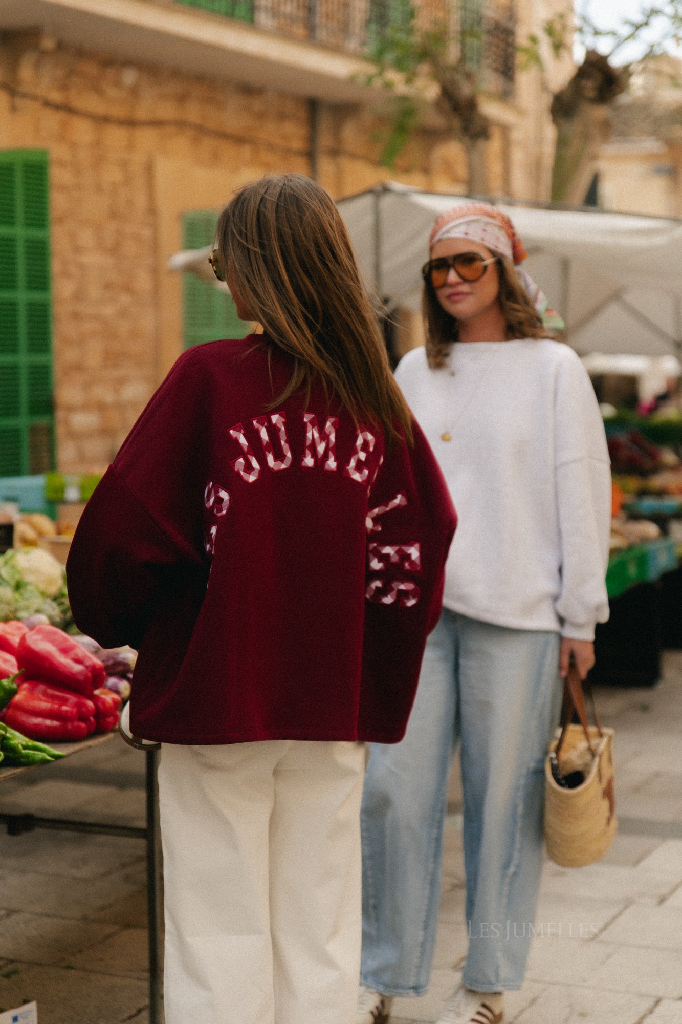 Embroidered LES JUMELLES sweater burgundy