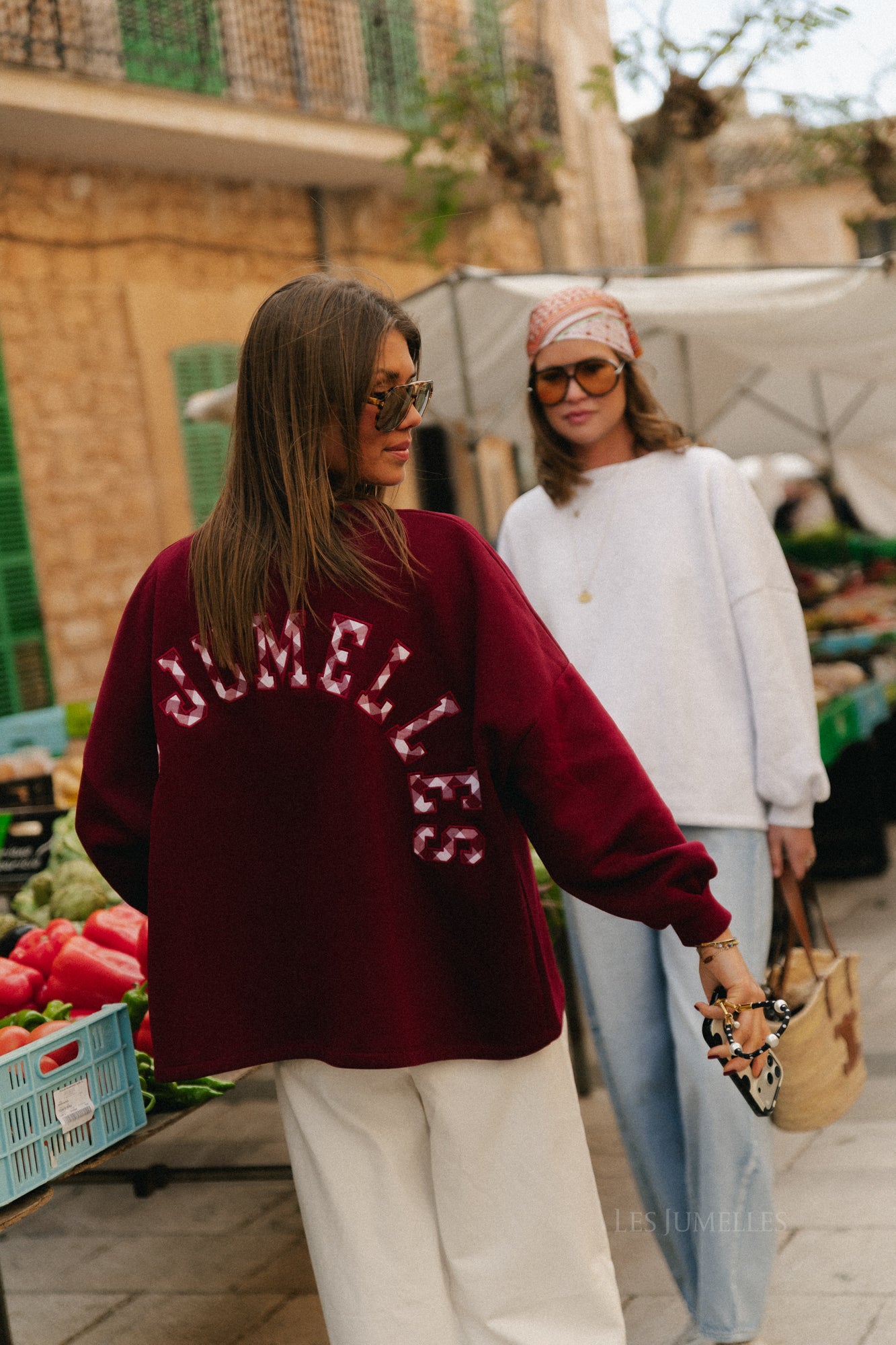 Embroidered LES JUMELLES sweater burgundy