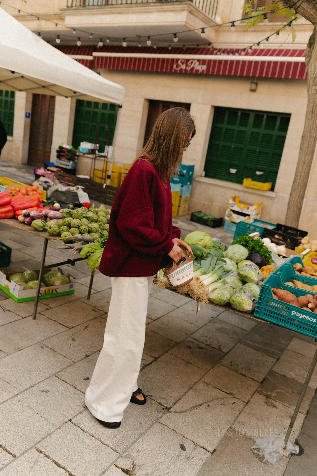 Embroidered LES JUMELLES sweater burgundy