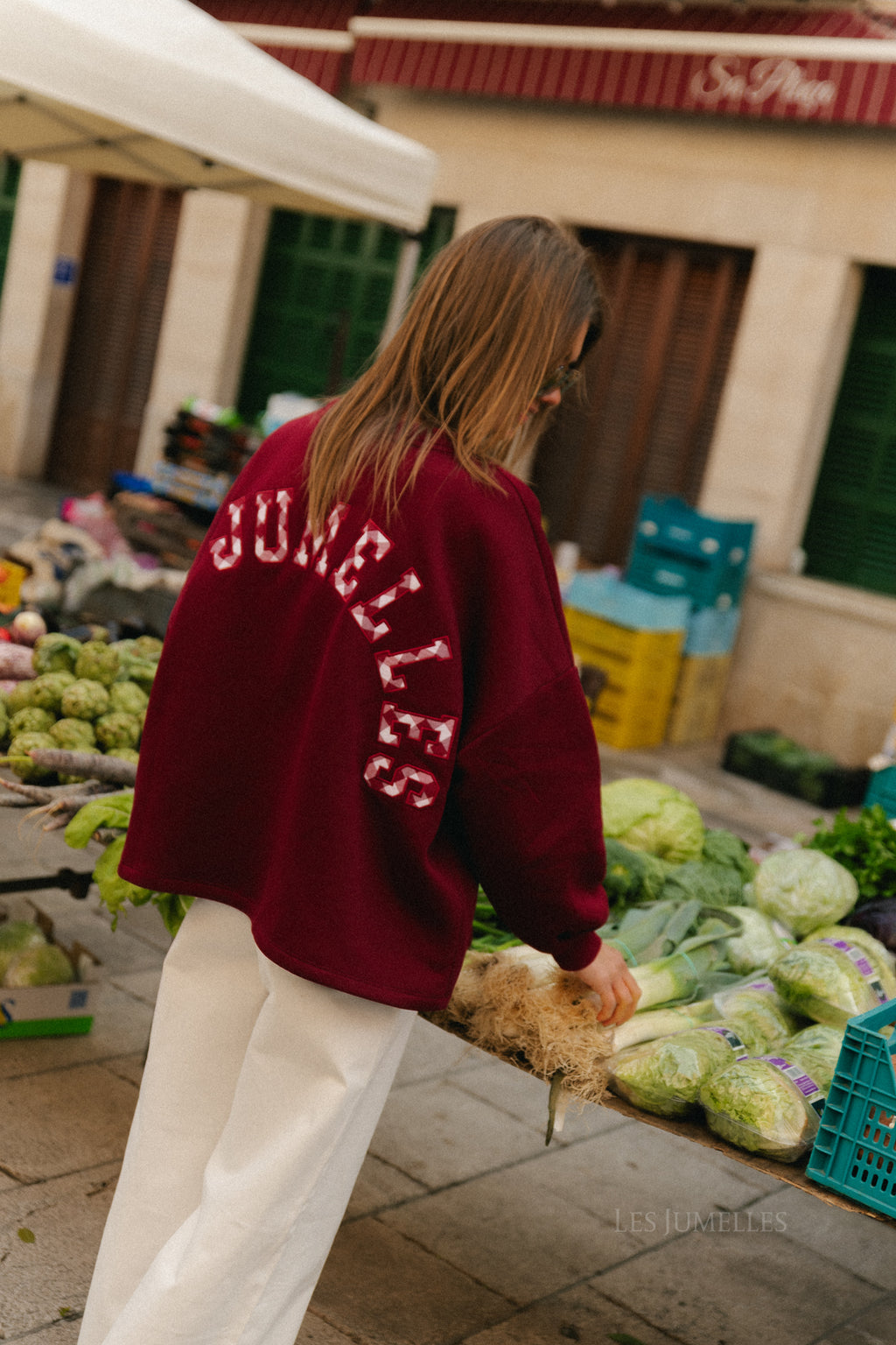 Embroidered LES JUMELLES sweater burgundy