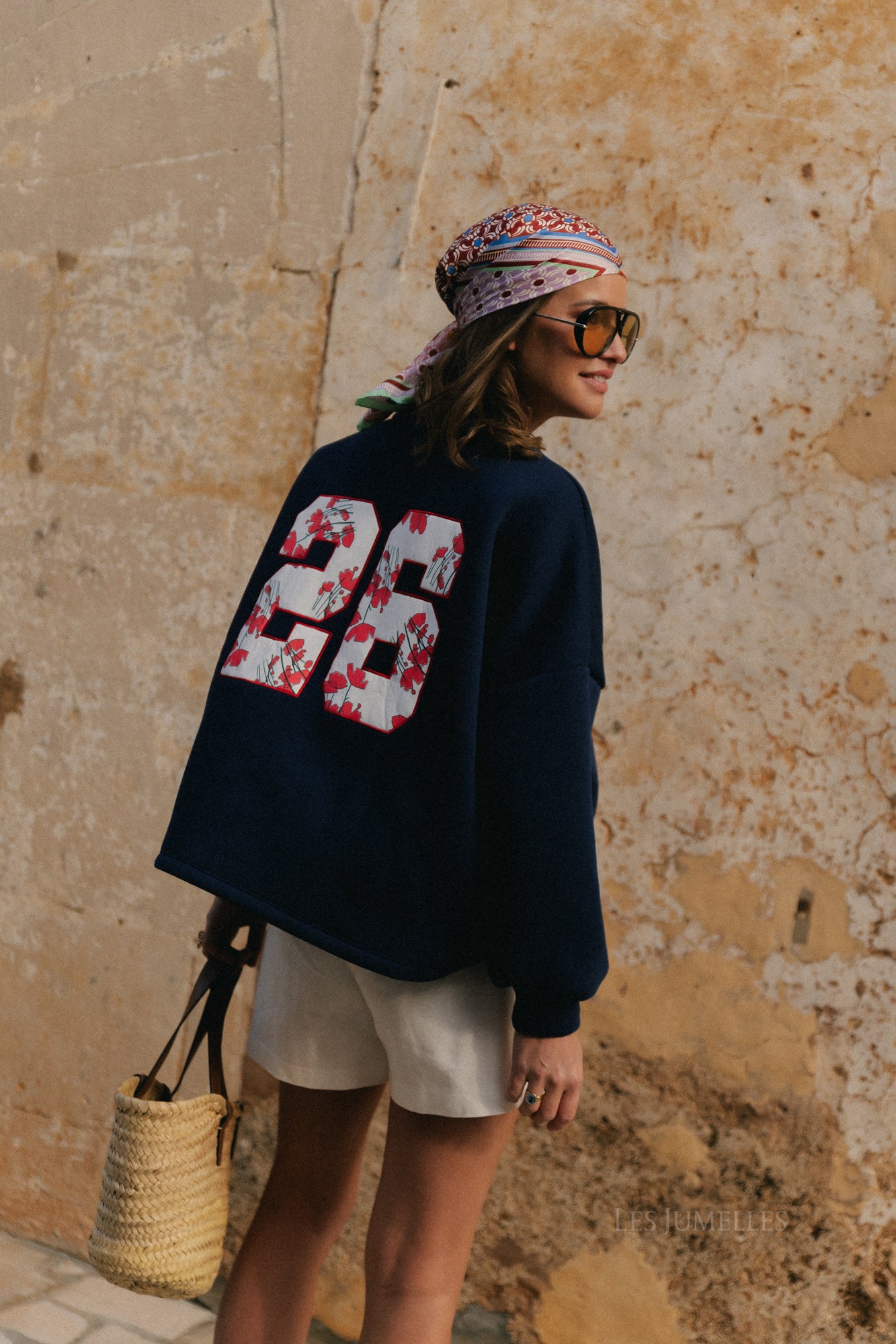 Embroidered 26 sweater navy