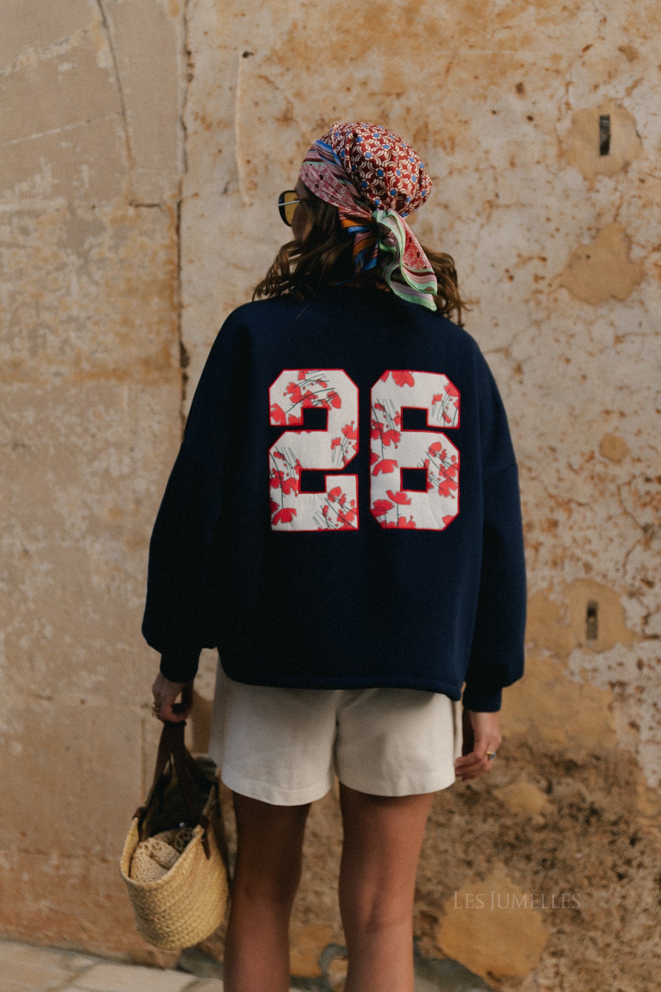 Embroidered 26 sweater navy