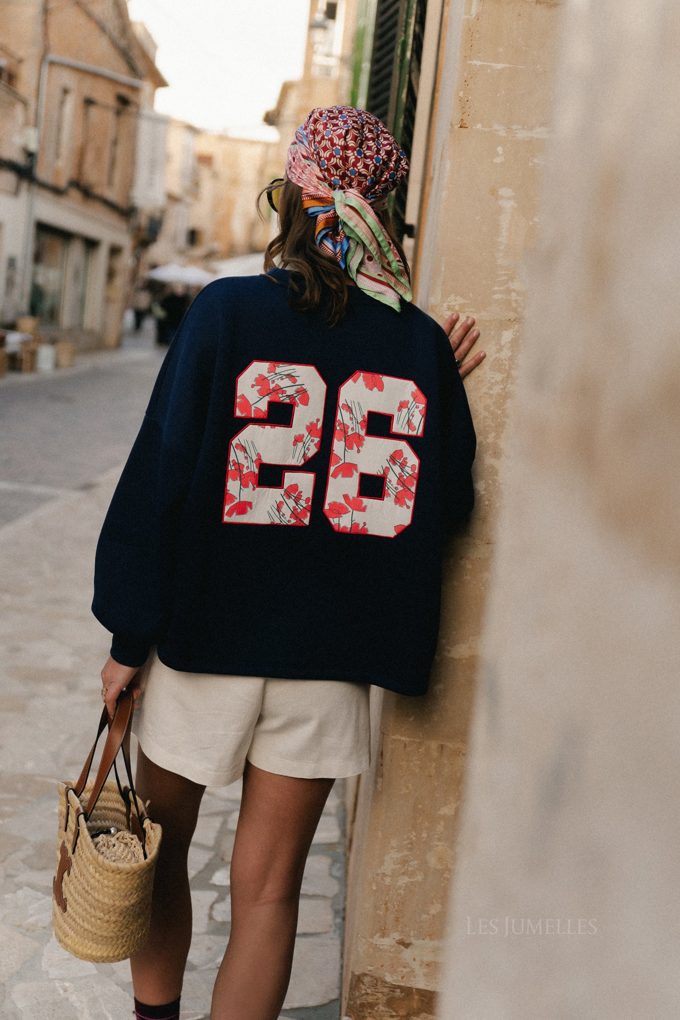 Embroidered 26 sweater navy