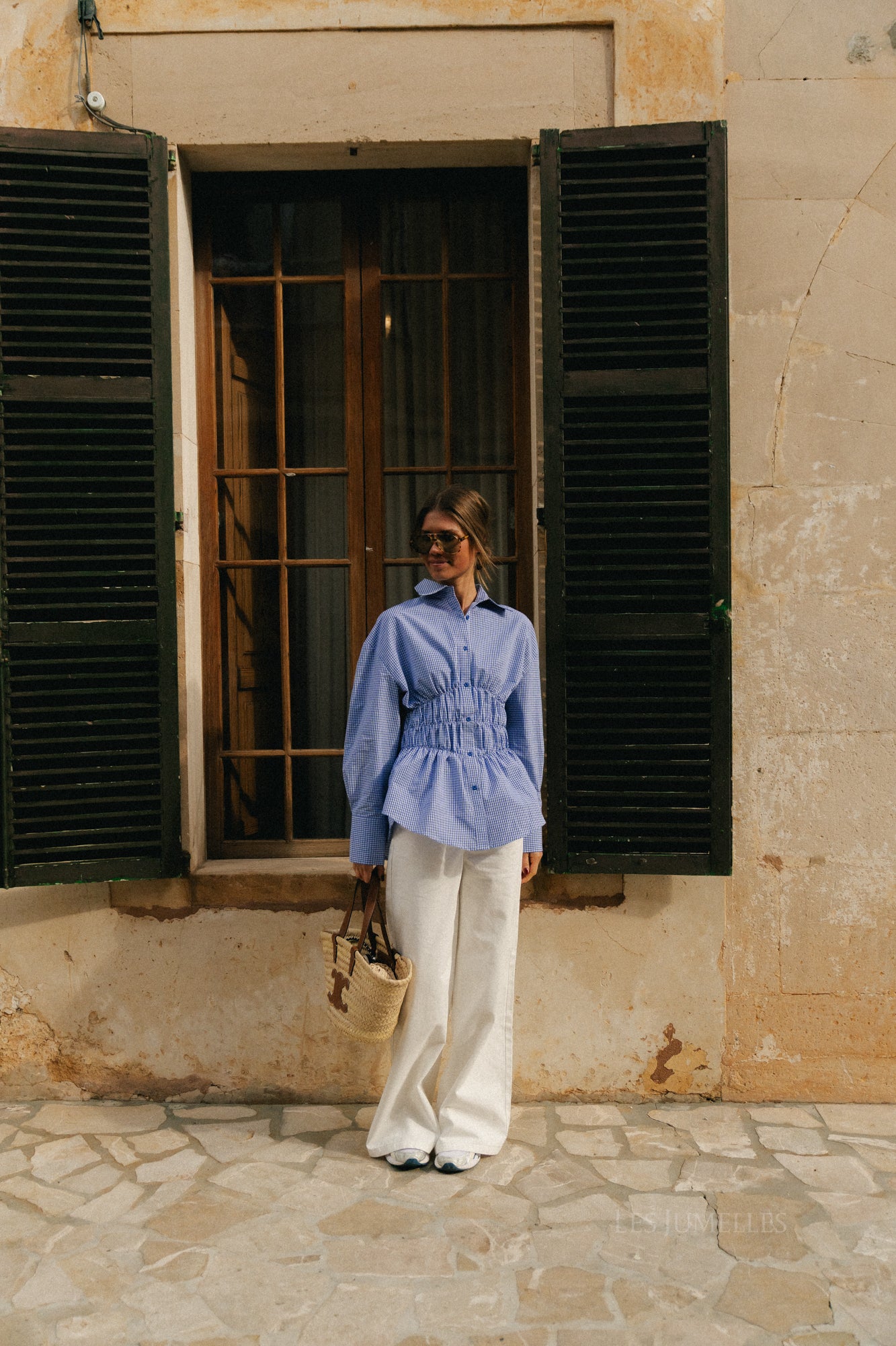 Coralie geruite blouse blauw