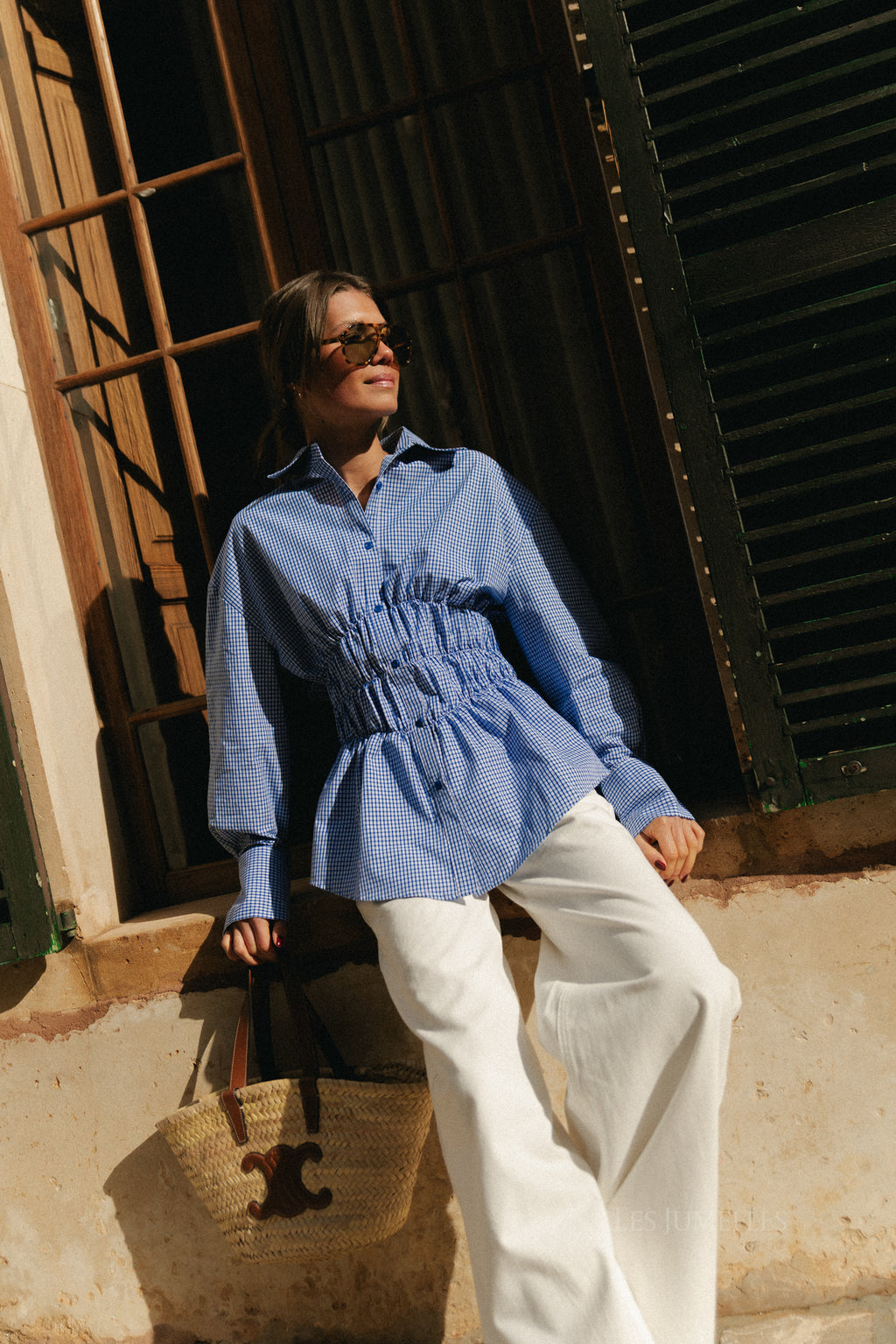 Chemise à carreaux bleue Coralie