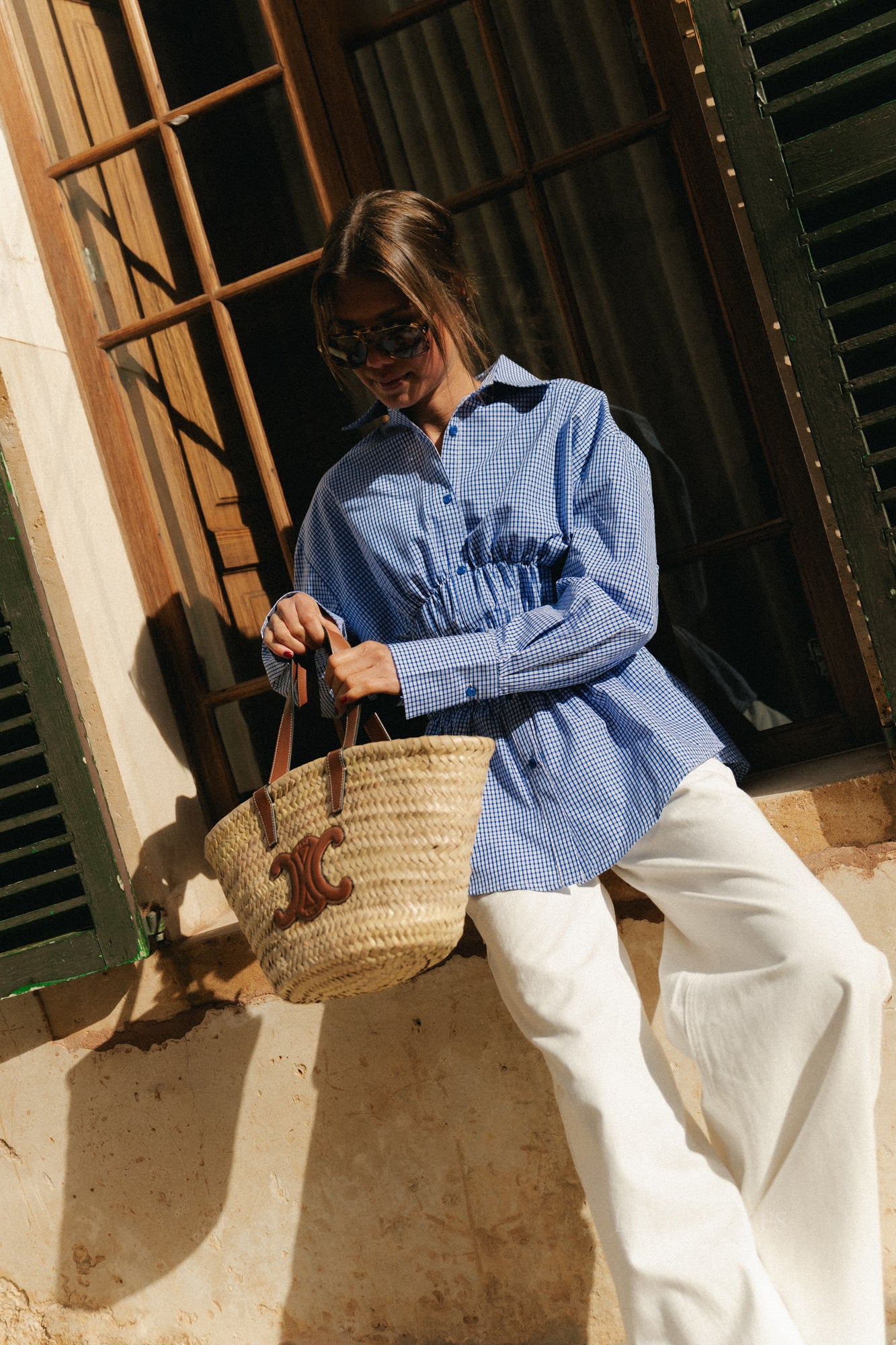 Coralie geruite blouse blauw