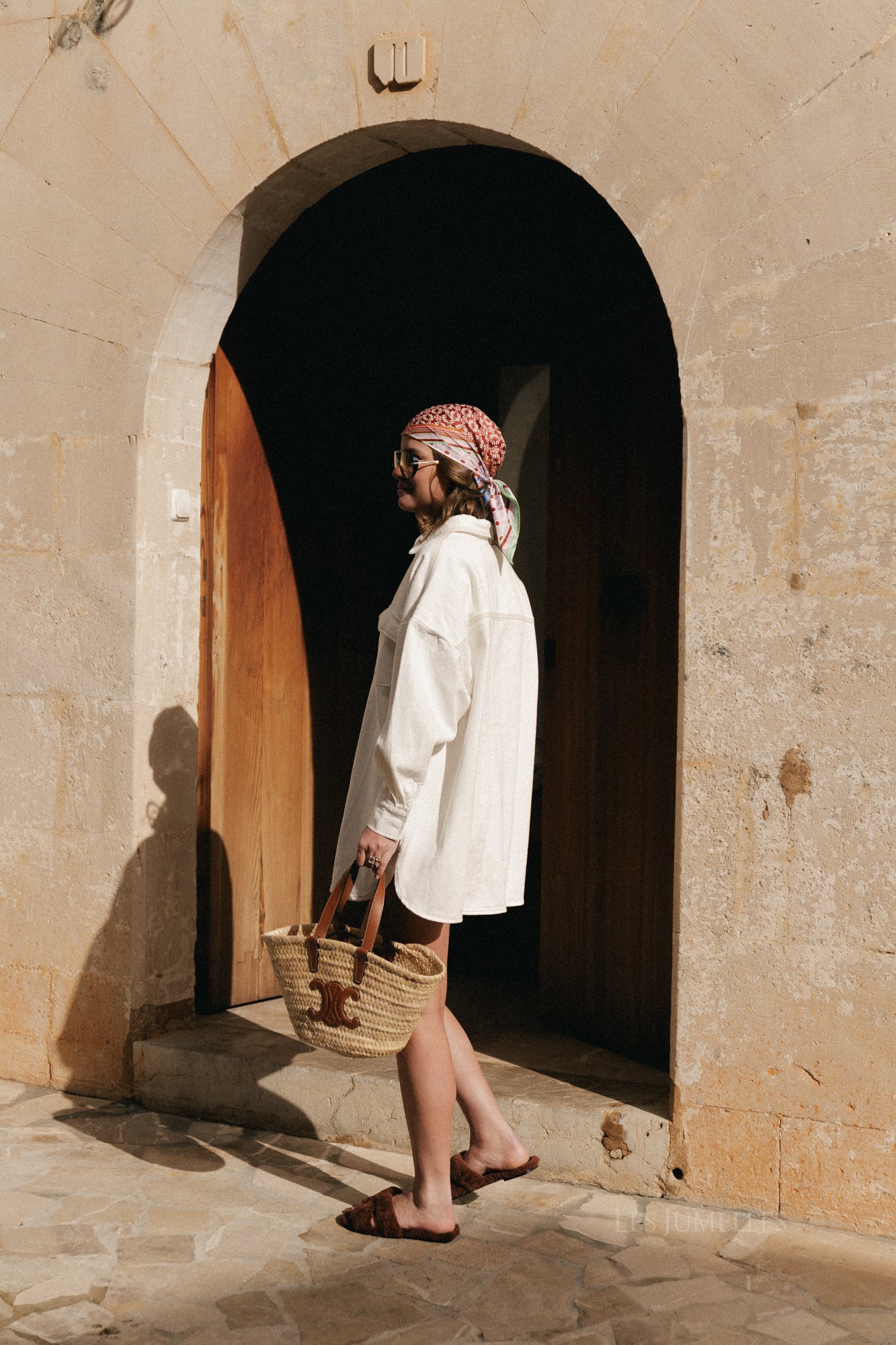 Robe chemise en jean Milena blanc cassé