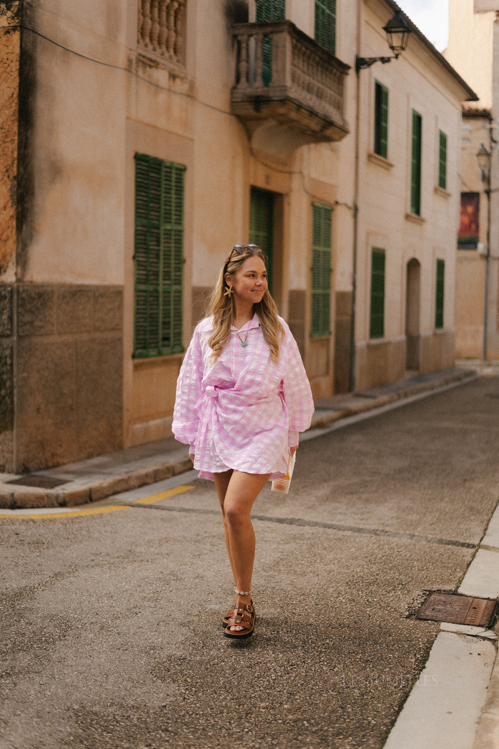 Elynn gingham wrap dress pink/white