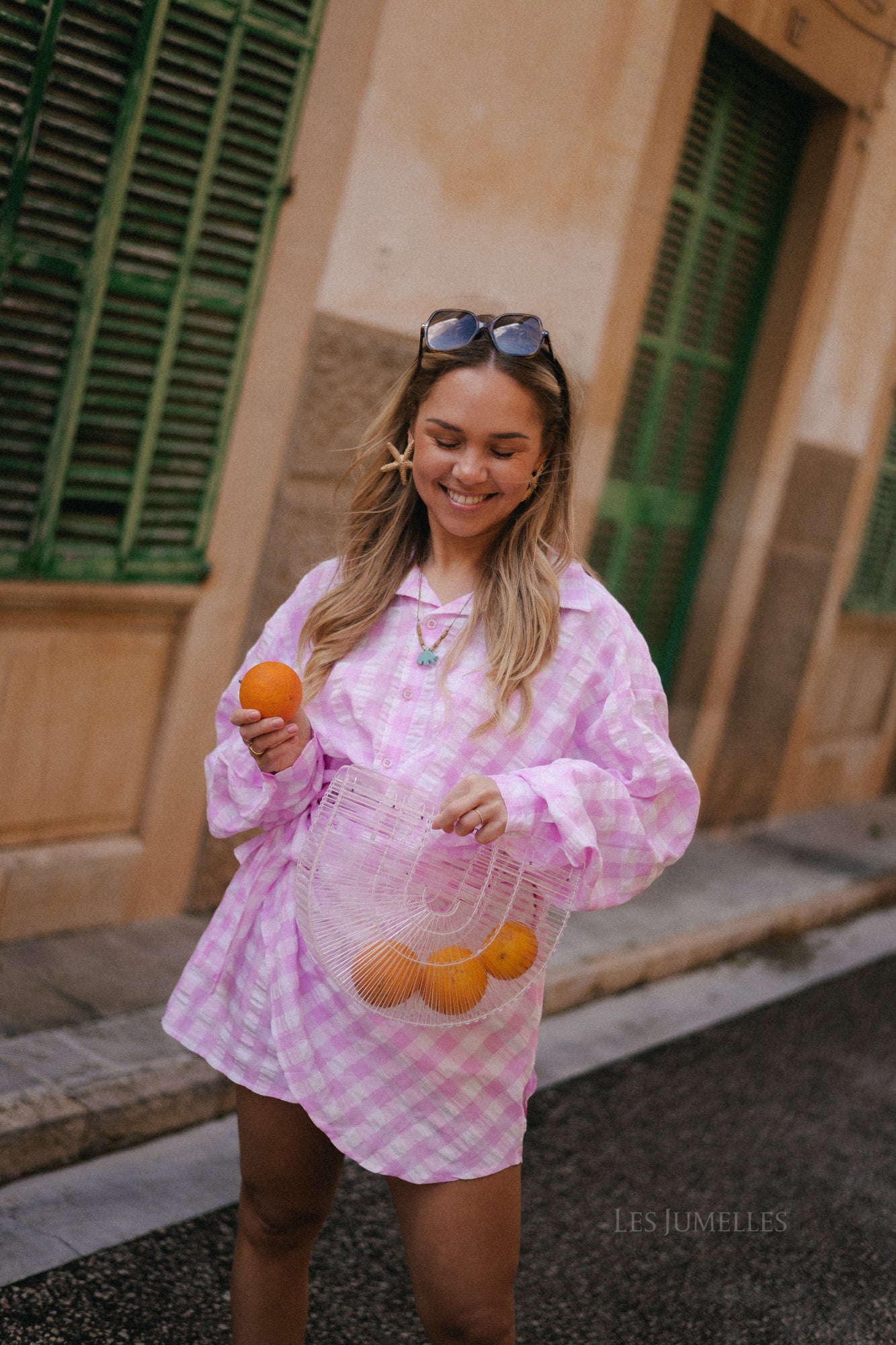 Elynn gingham wrap dress pink/white