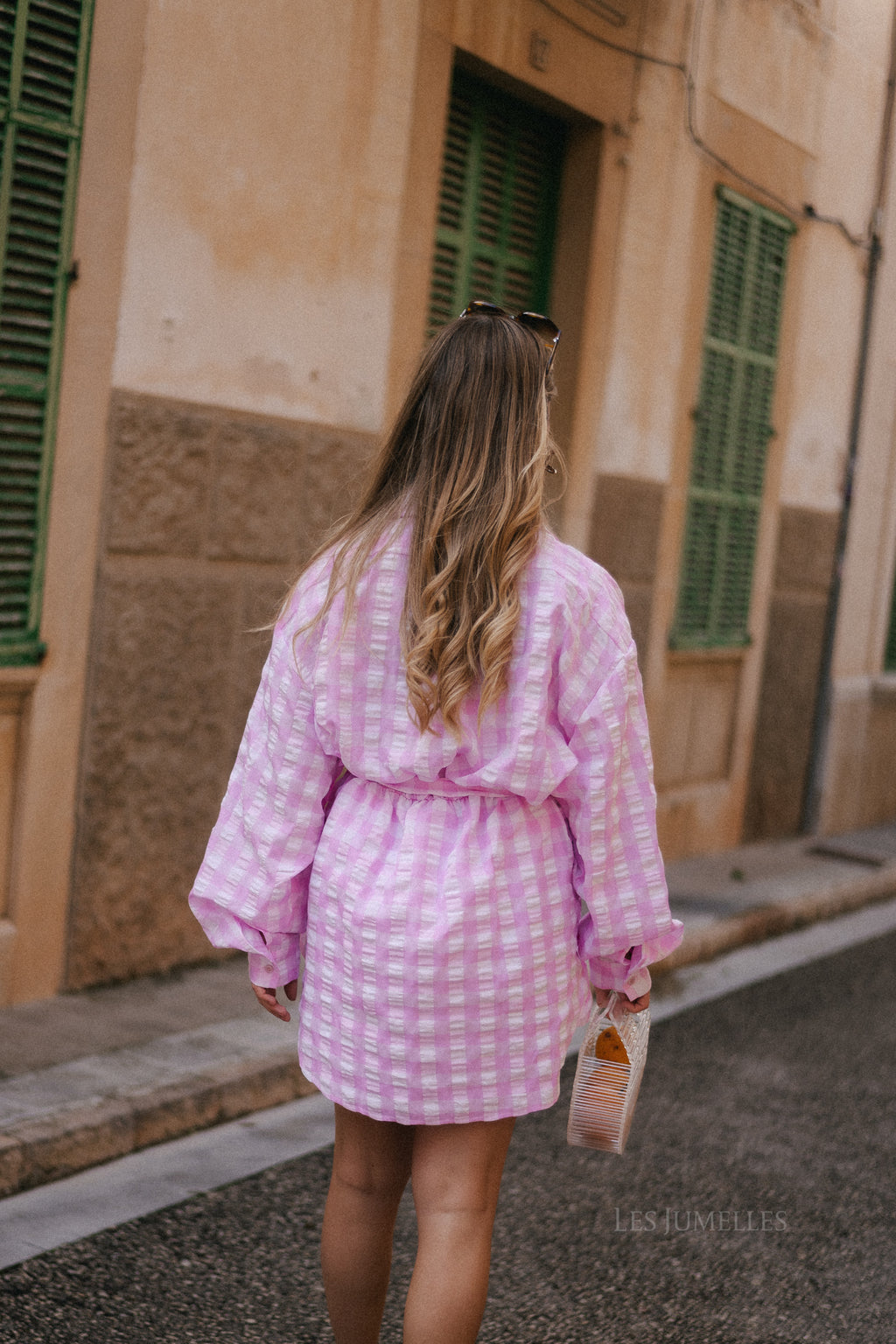 Elynn gingham wrap dress pink/white
