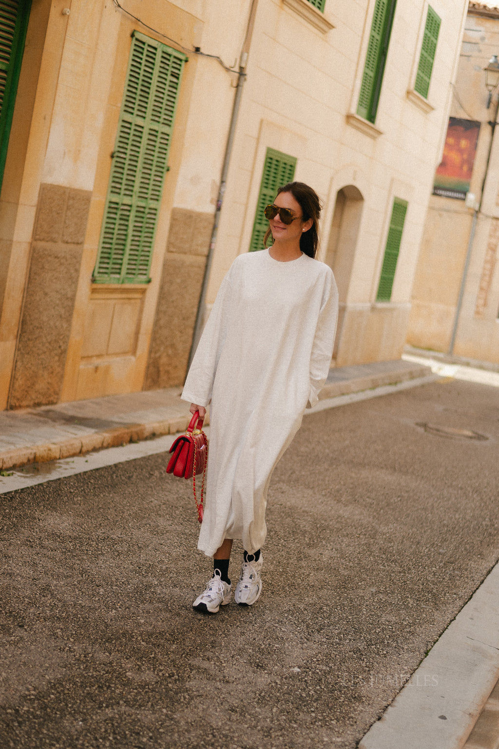 Pommeline maxi sweat dress light grey melange