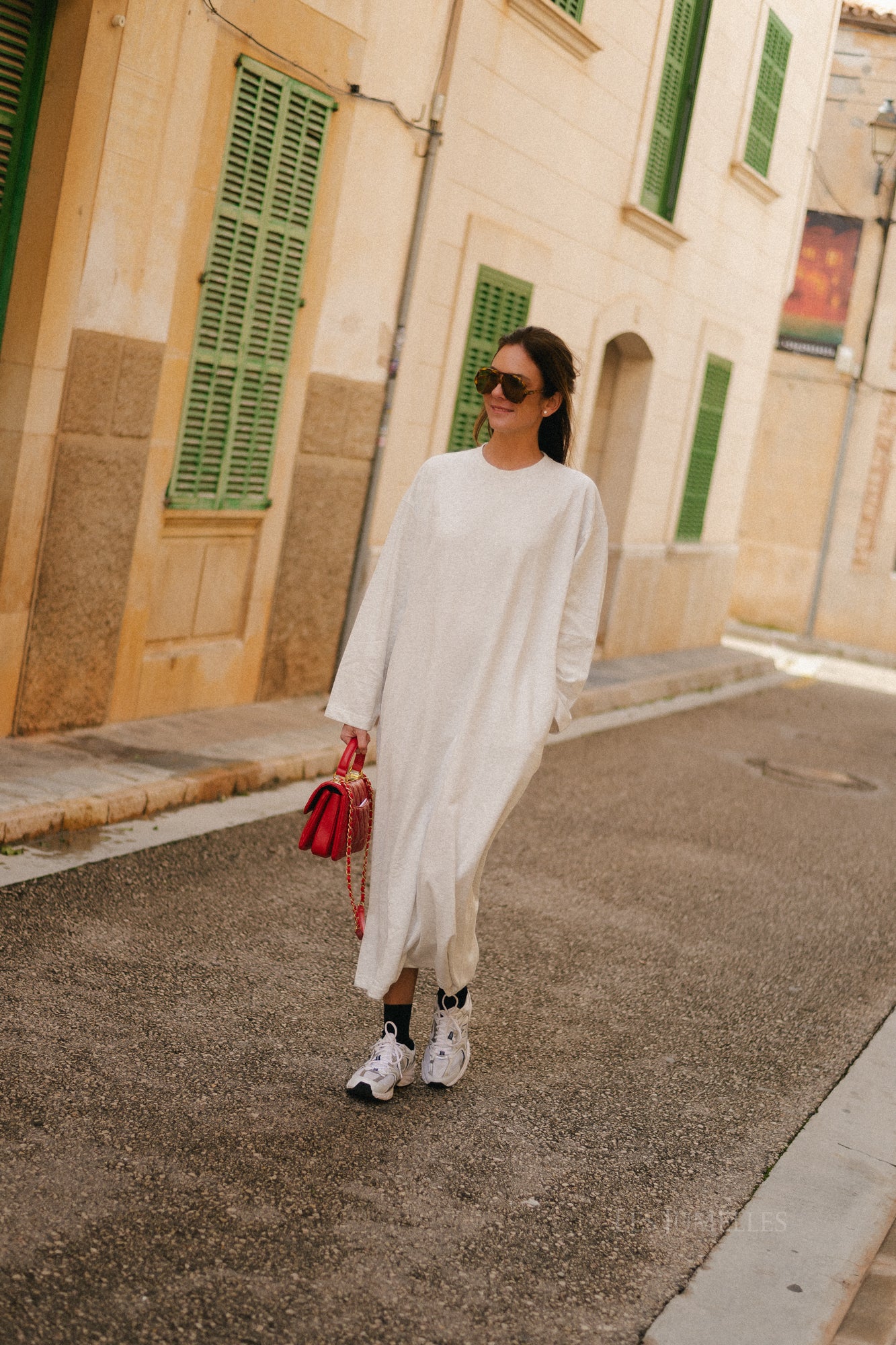 Pommeline maxi sweat dress light grey melange