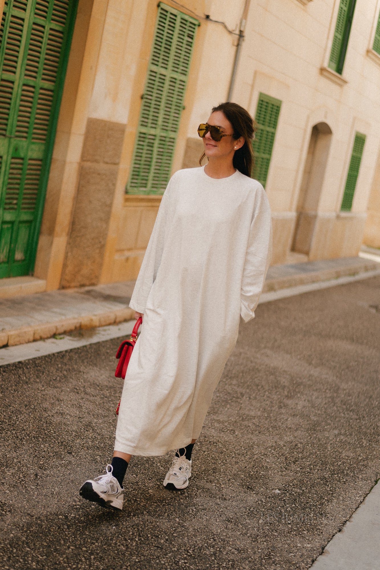 Pommeline maxi sweat dress light grey melange