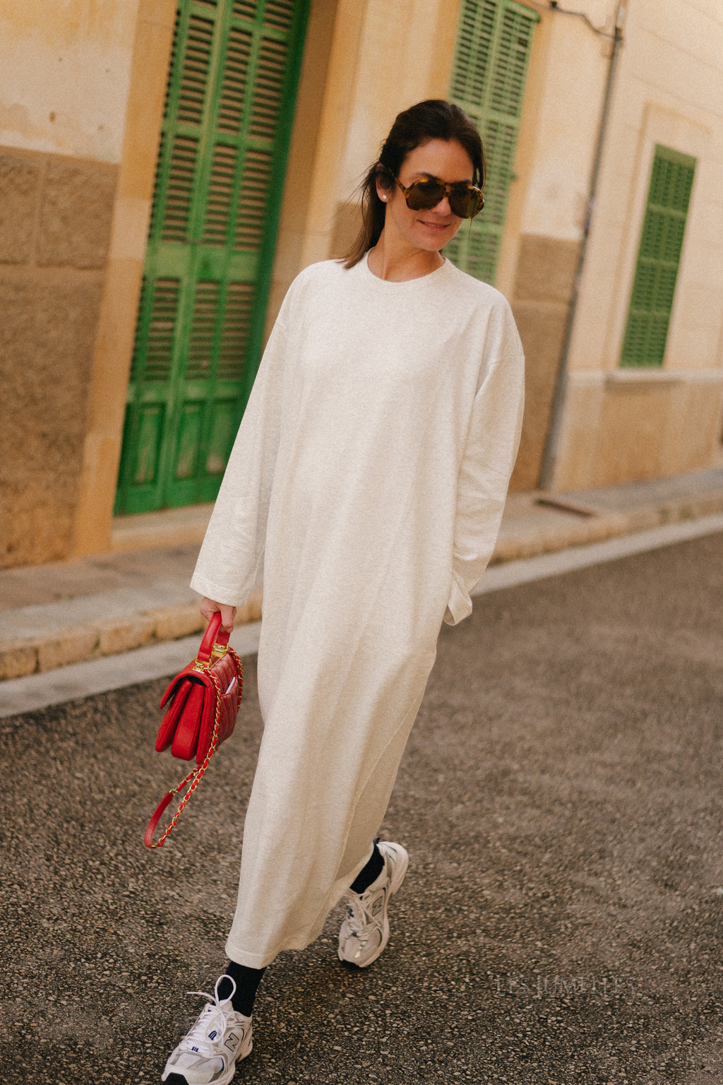 Pommeline maxi sweat dress light grey melange