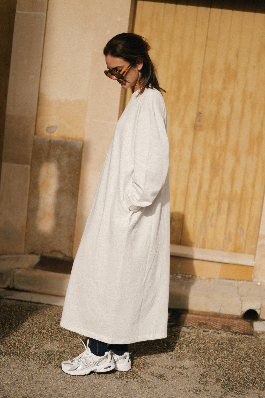 Pommeline maxi sweat dress light grey melange