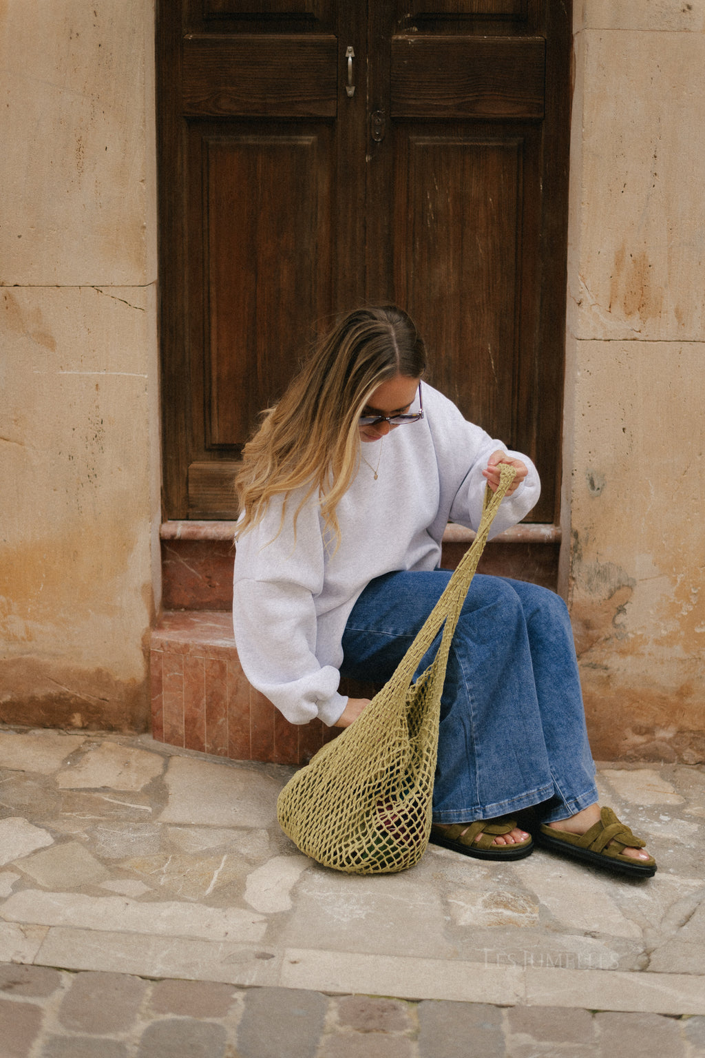 Embroidered LES JUMELLES sweater grey