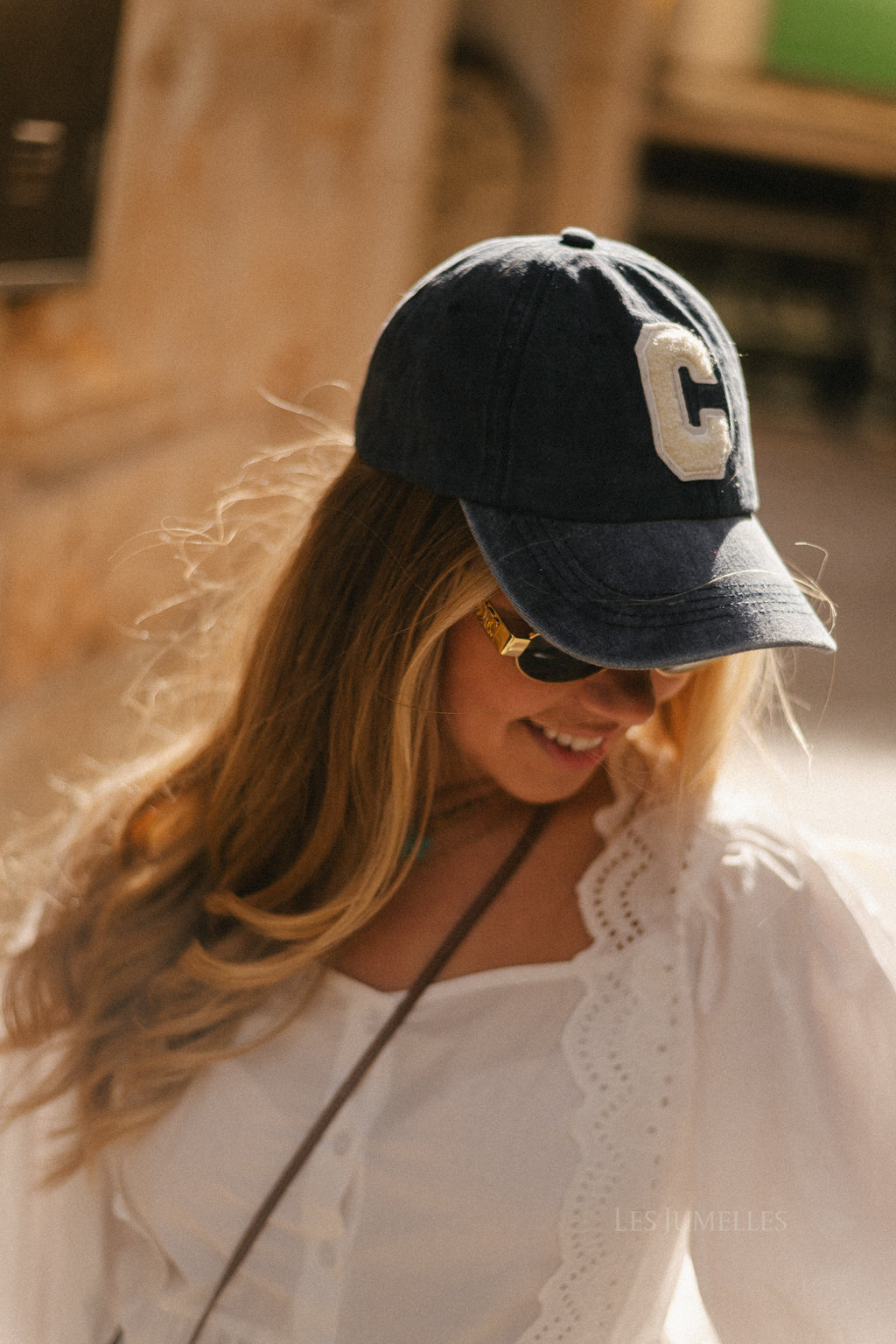'C' Cap washed navy denim