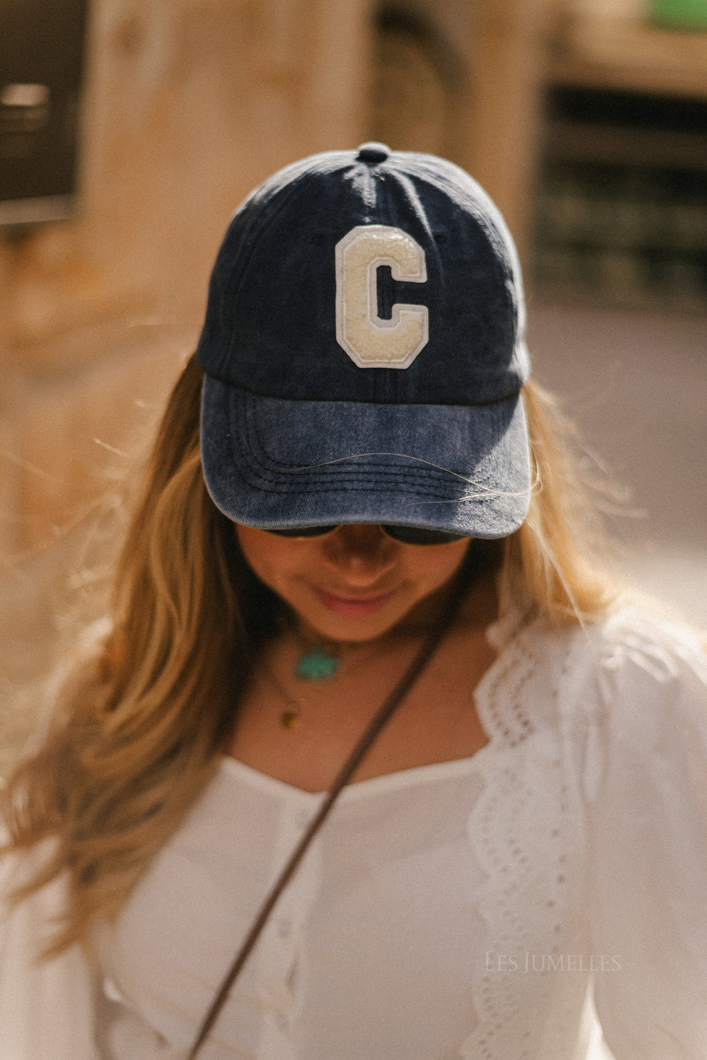 'C' Cap washed navy denim