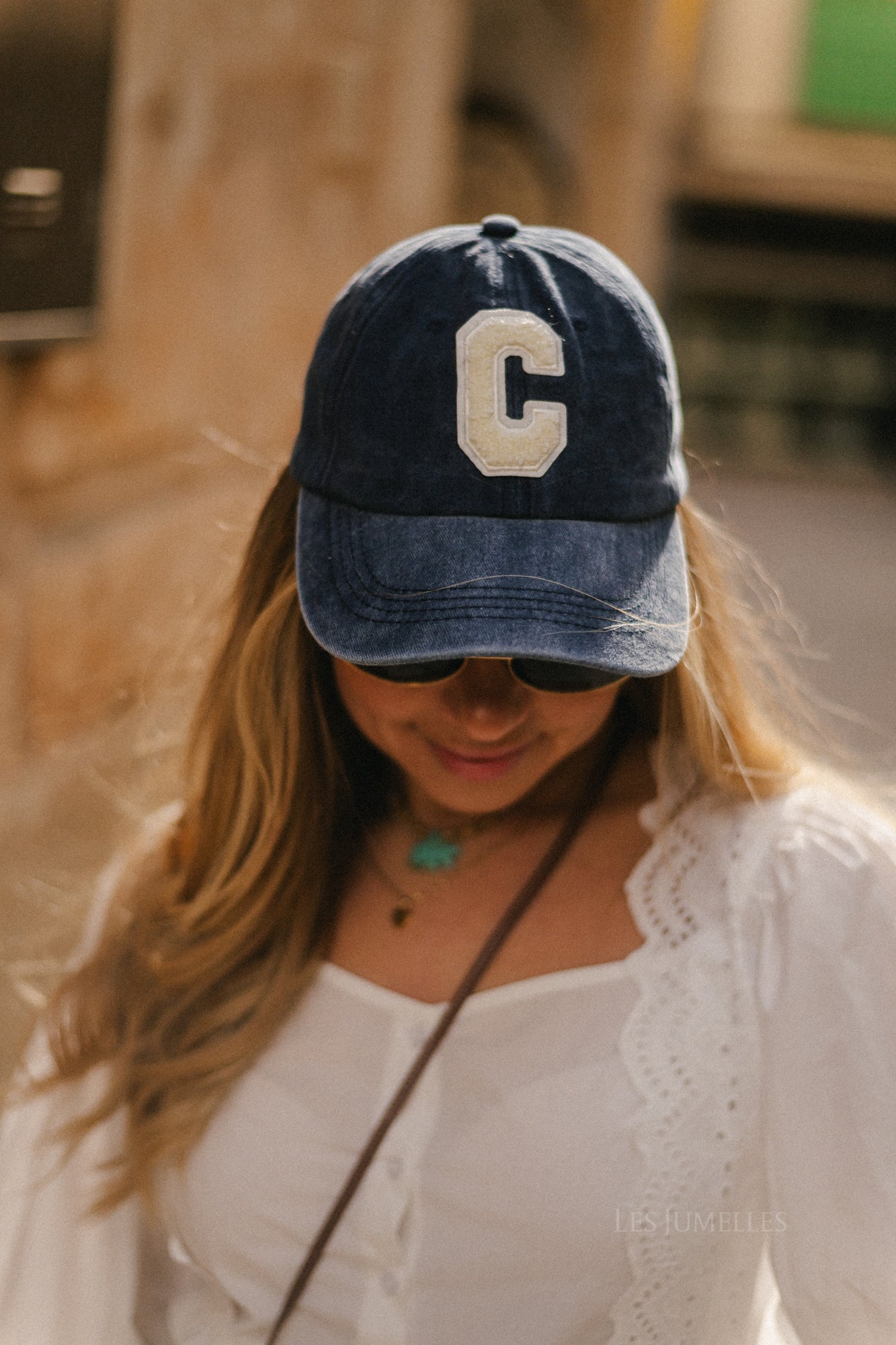 'C' Cap washed navy denim