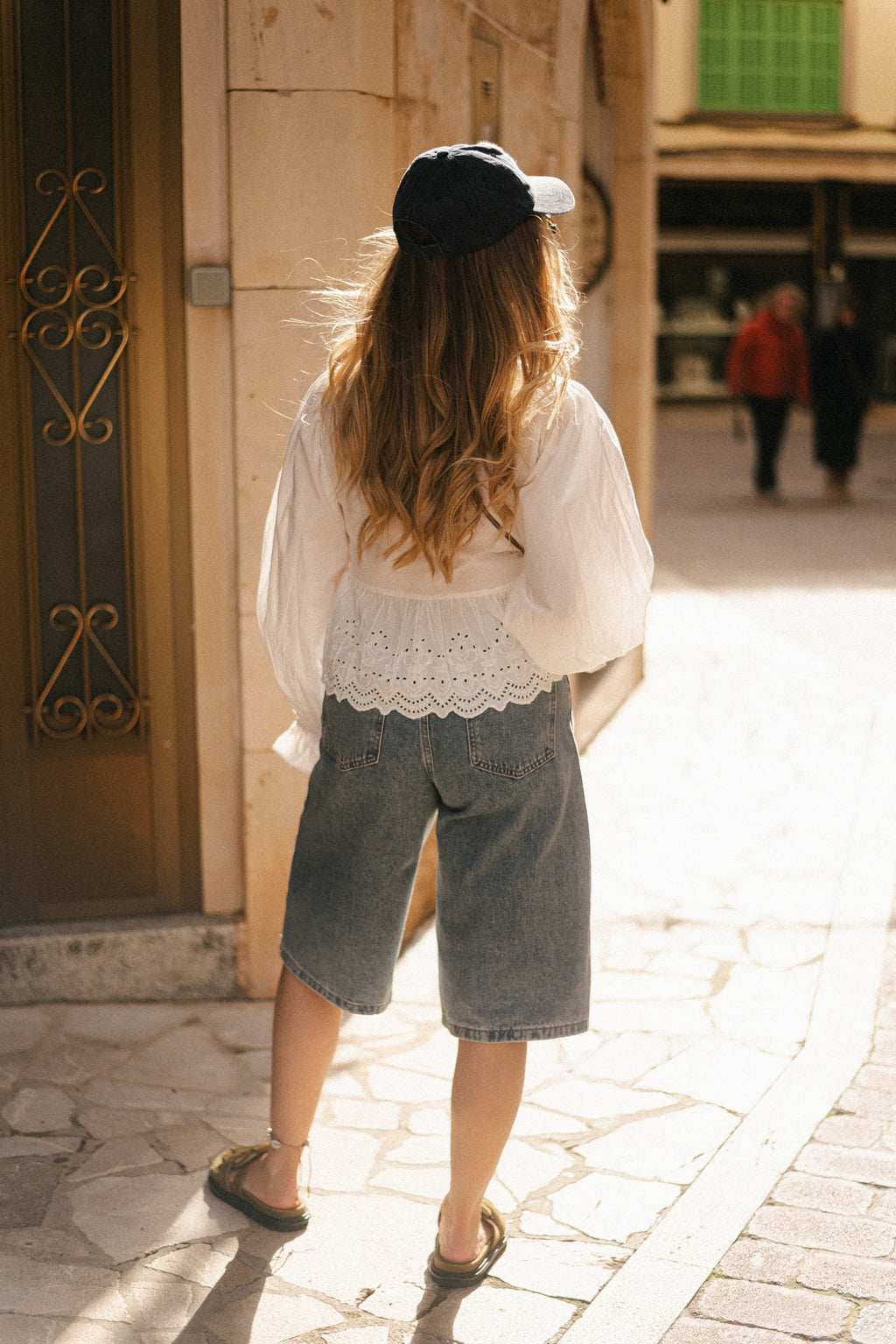 Serena knee length bermuda washed denim