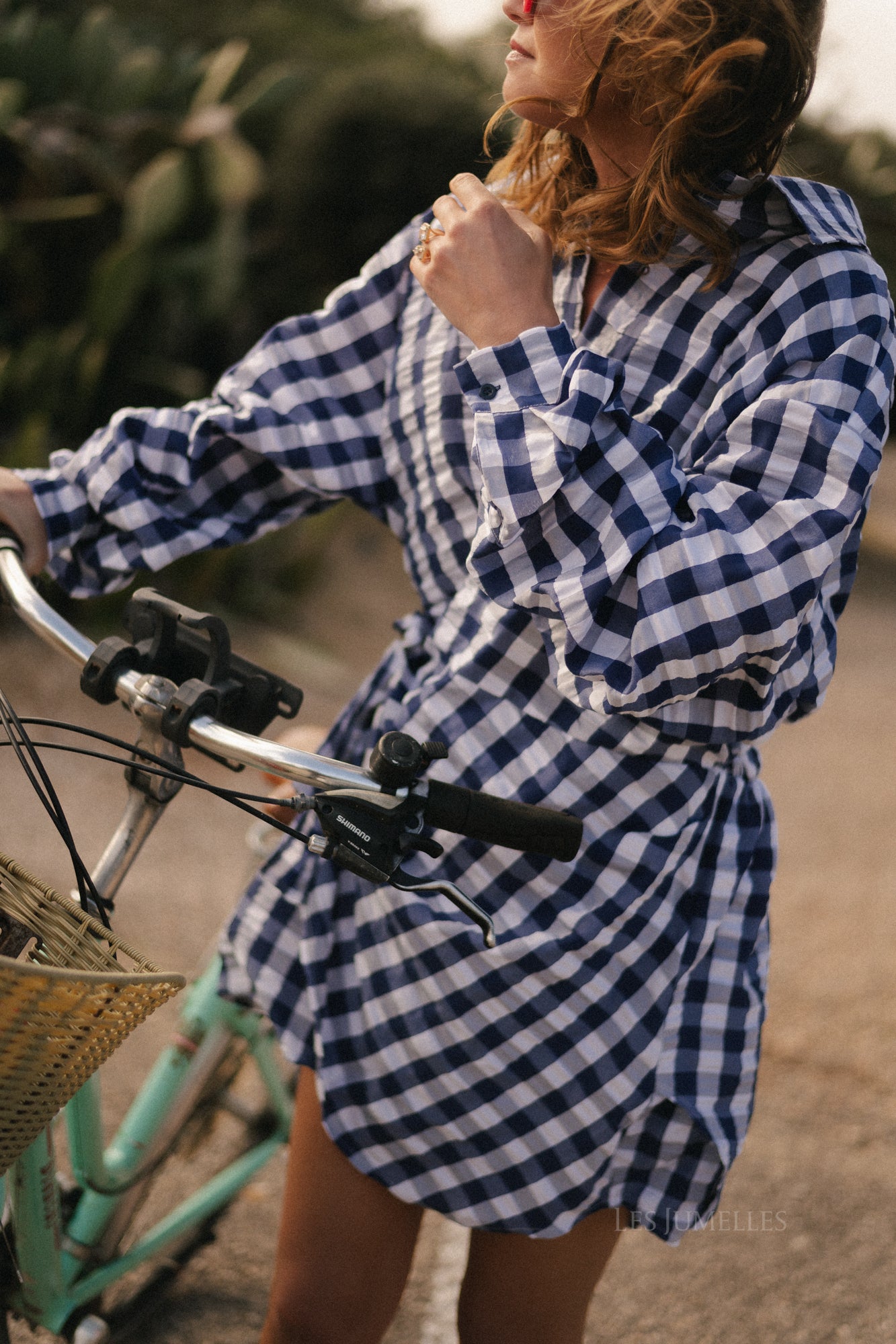 Elynn gingham wrap dress navy/white