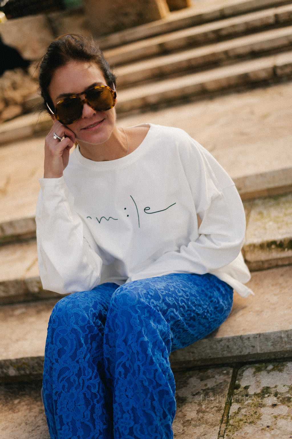 Smile LS sweatshirt ecru