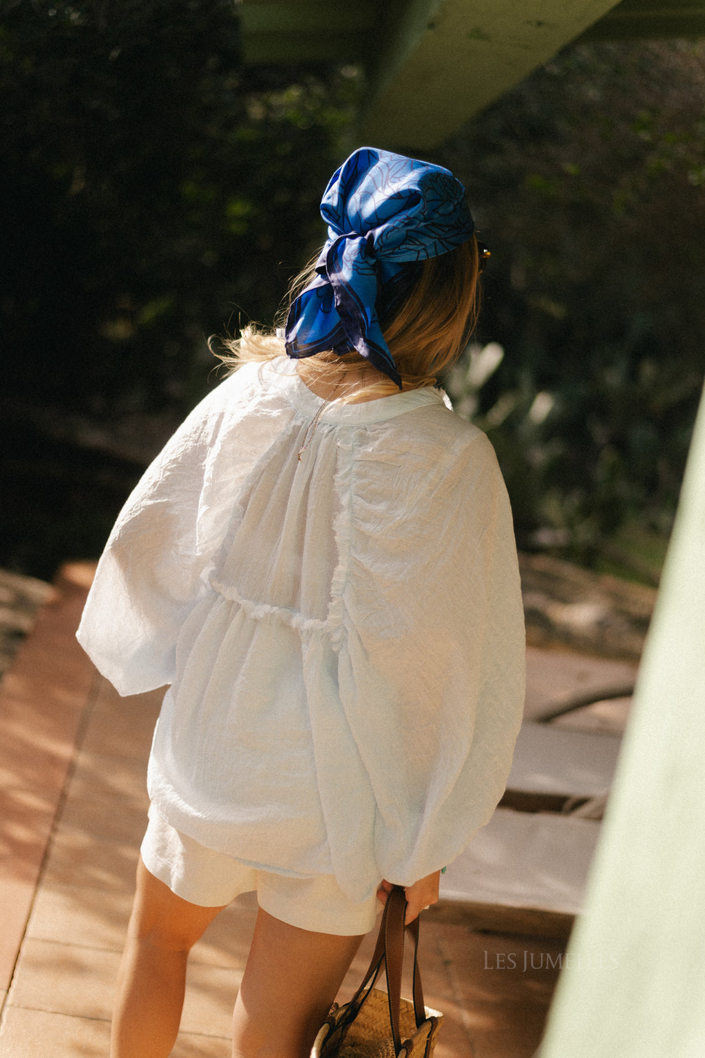 Blouse Amara en voile de coton bleu ciel